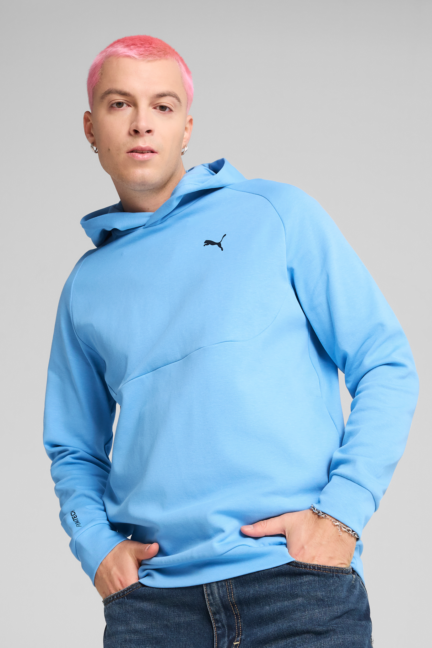 Мужское голубое худи PUMATECH Hoodie Men 1