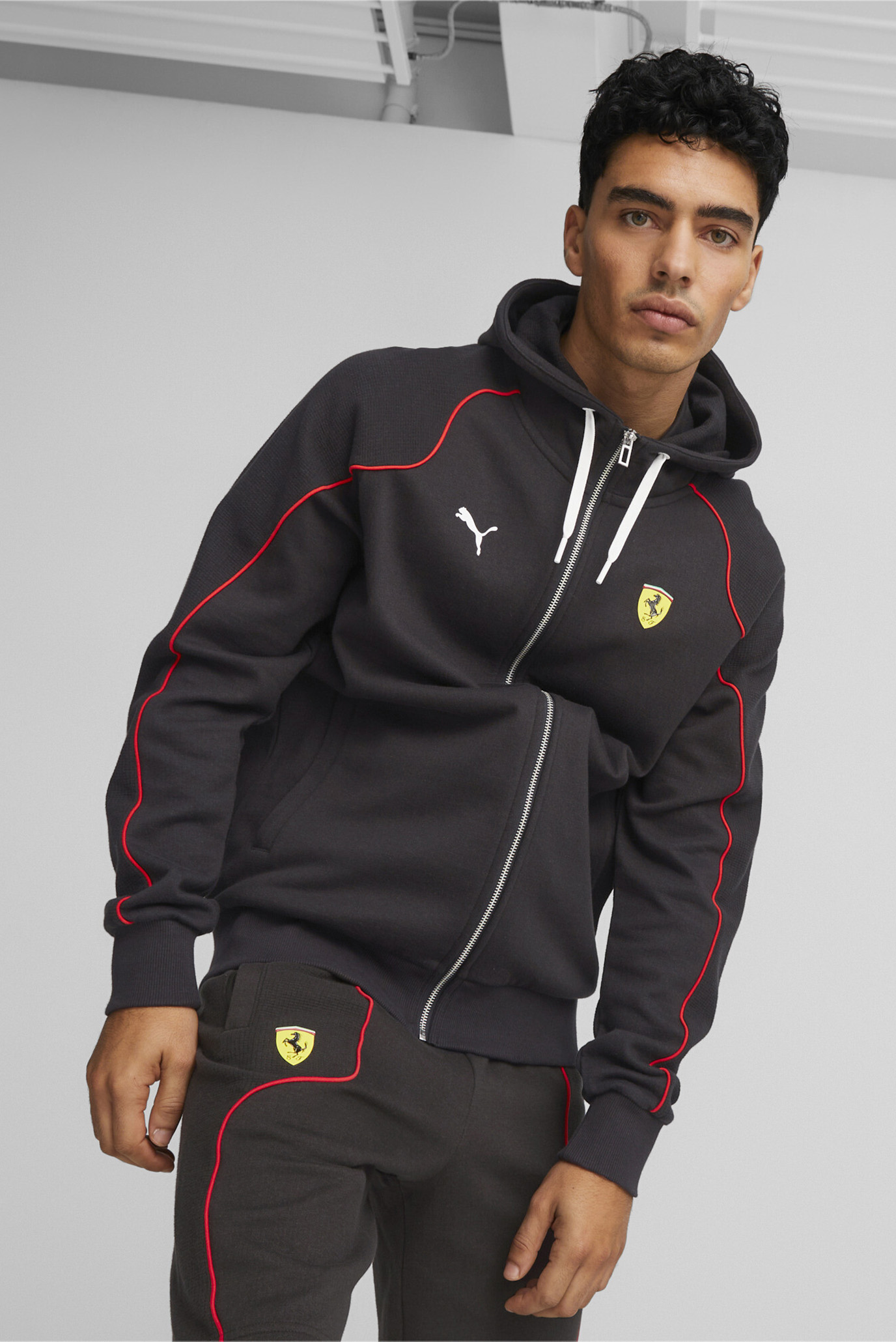 Мужское черное худи Scuderia Ferrari Race Long Sleeve Hoodie Men 1