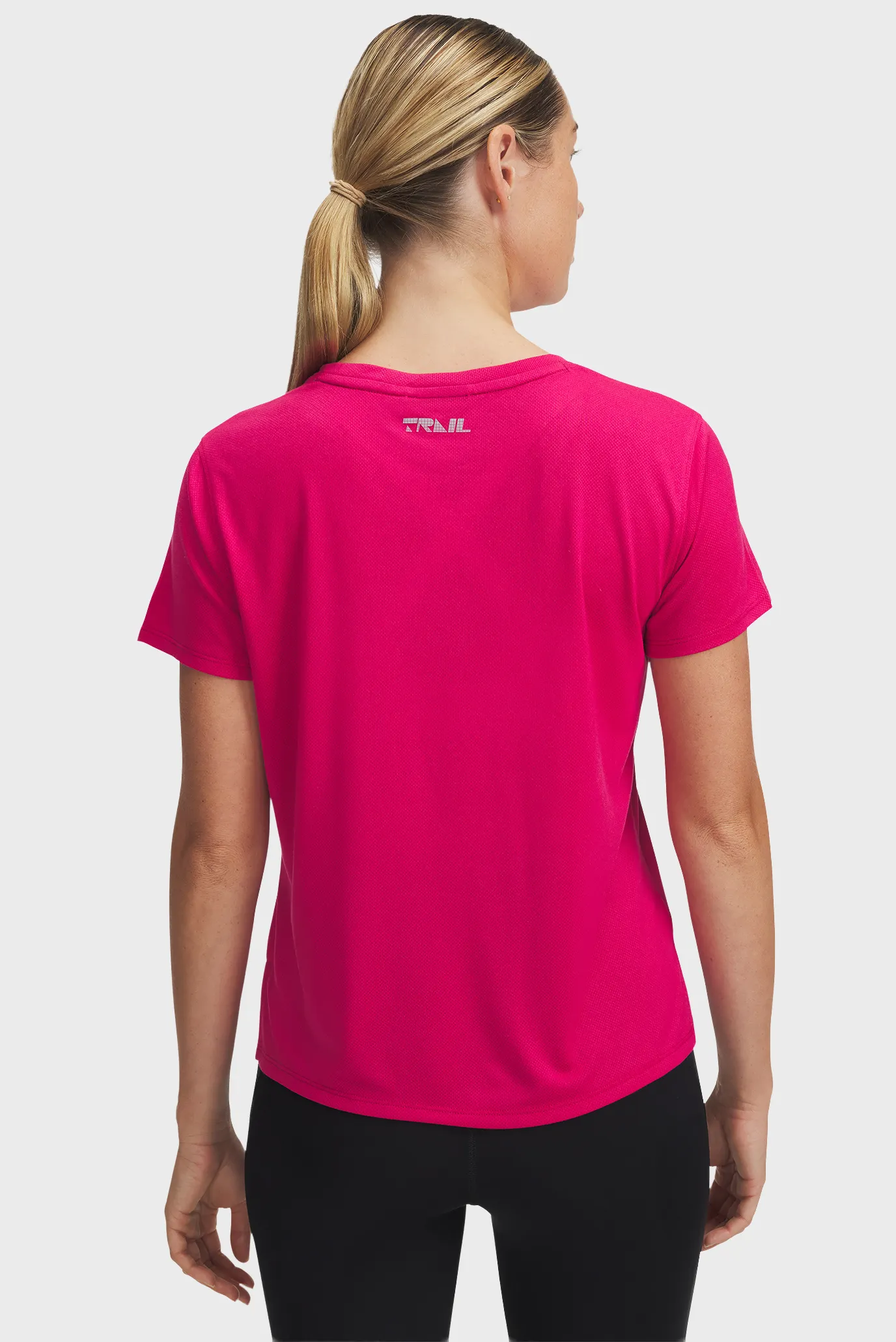 Жіноча малинова футболка UA Trail Run SS 3