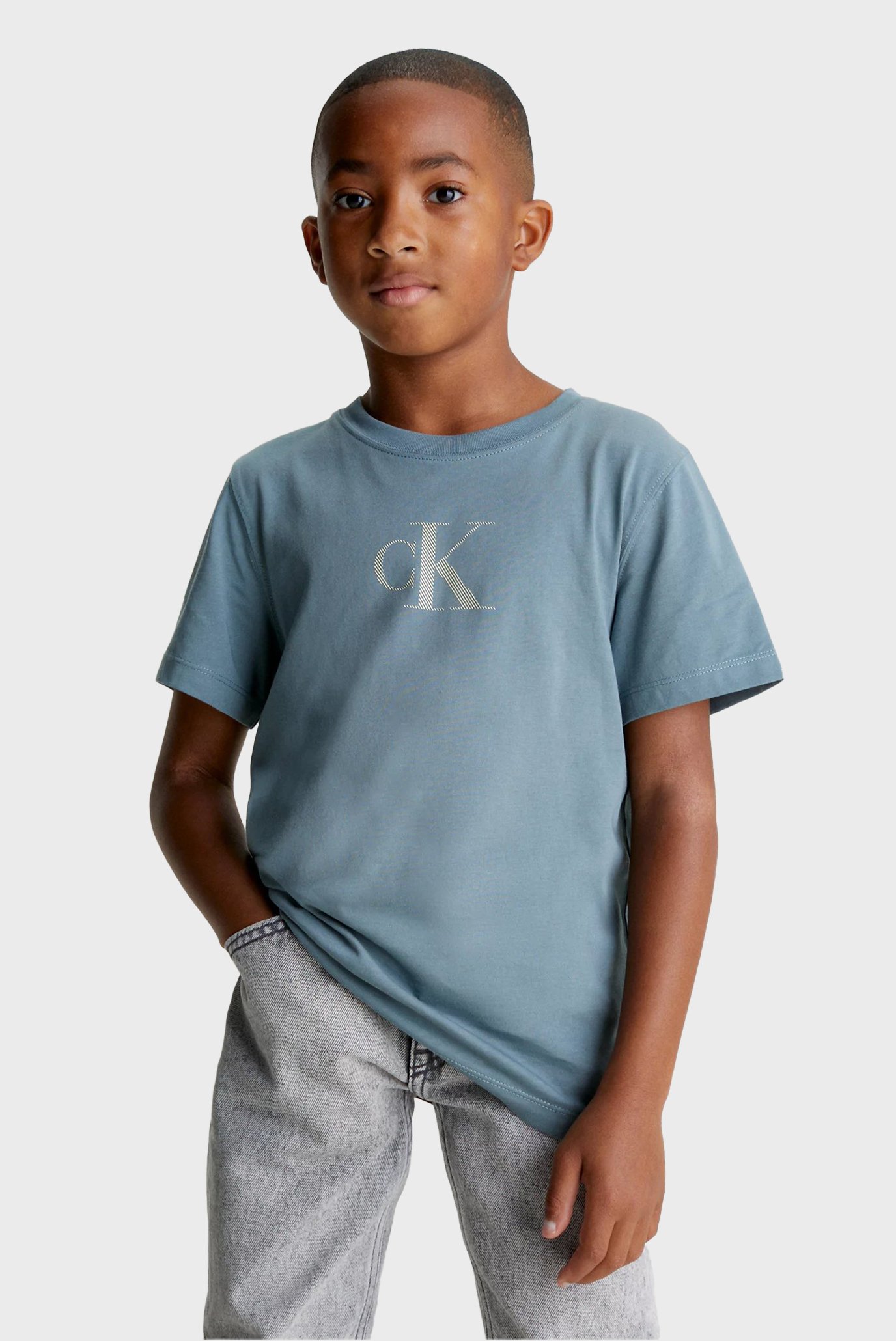 Детская голубая футболка JERSEY RELAXED CK SS 1