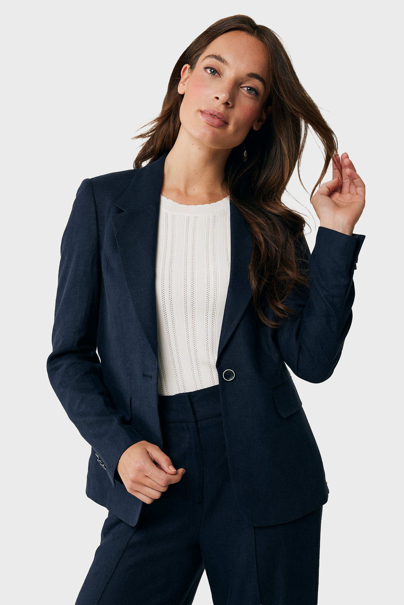 Женский темно-синий льняной жакет Linen blazer Синий 38 Mexx MF006000451W Женский темно-синий льняной жакет Linen blazer Синий 38 Mexx MF006000451W