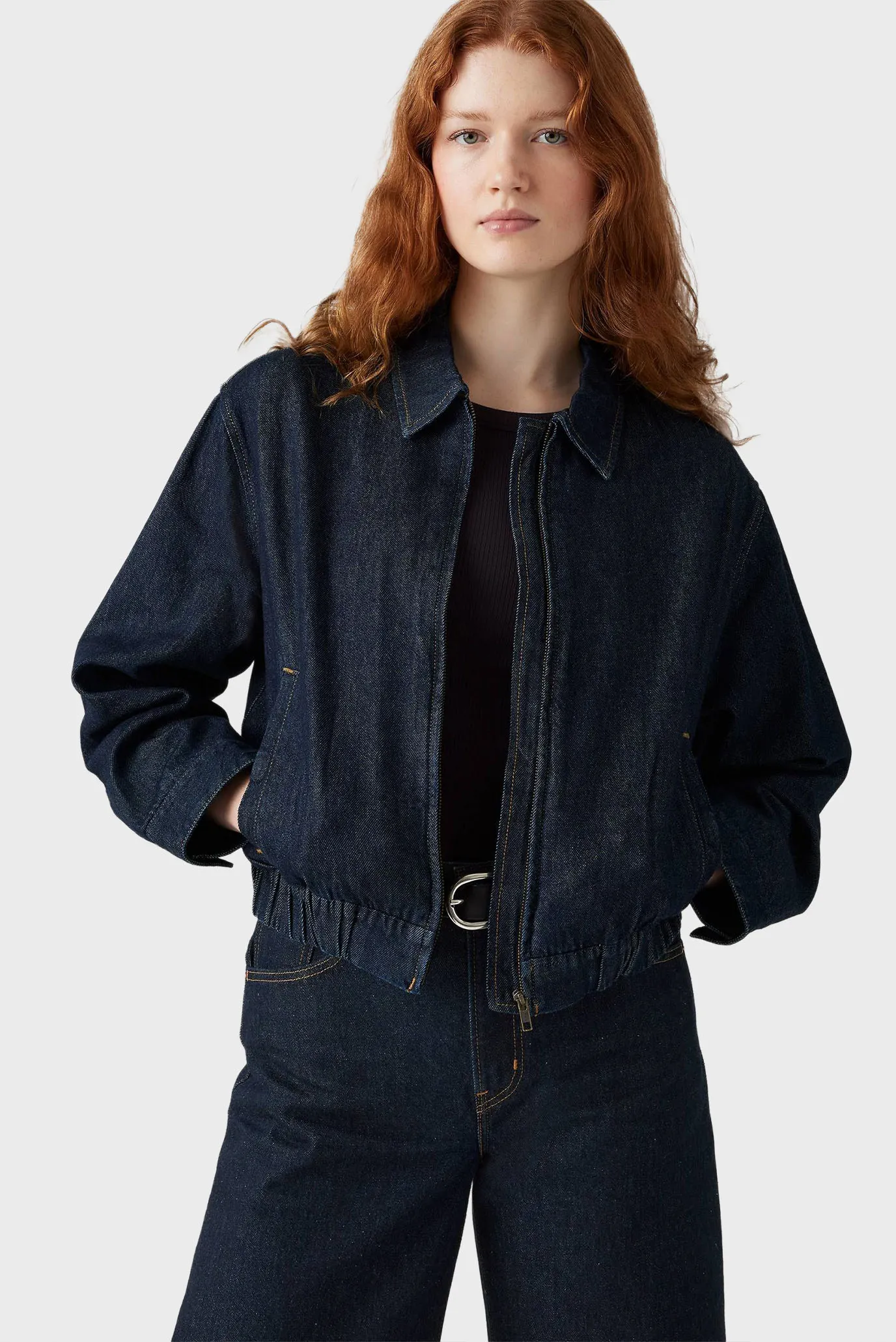 Жіноча темно-синя джинсова куртка 4