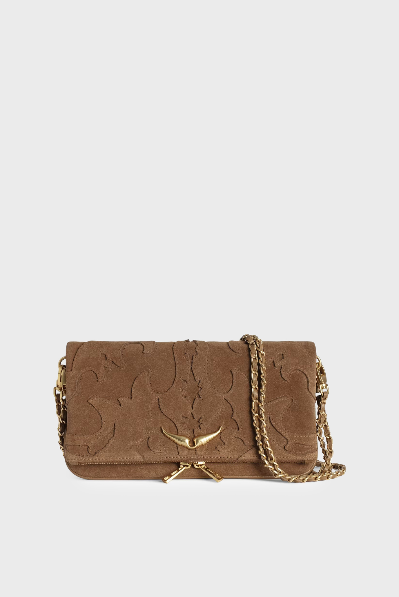 Женский коричневый замшевый клатч Rock Коричневый ONESIZE ZADIG&VOLTAIRE LWBA03915_COGNAC Женский коричневый замшевый клатч Rock Коричневый ONESIZE ZADIG&VOLTAIRE LWBA03915_COGNAC