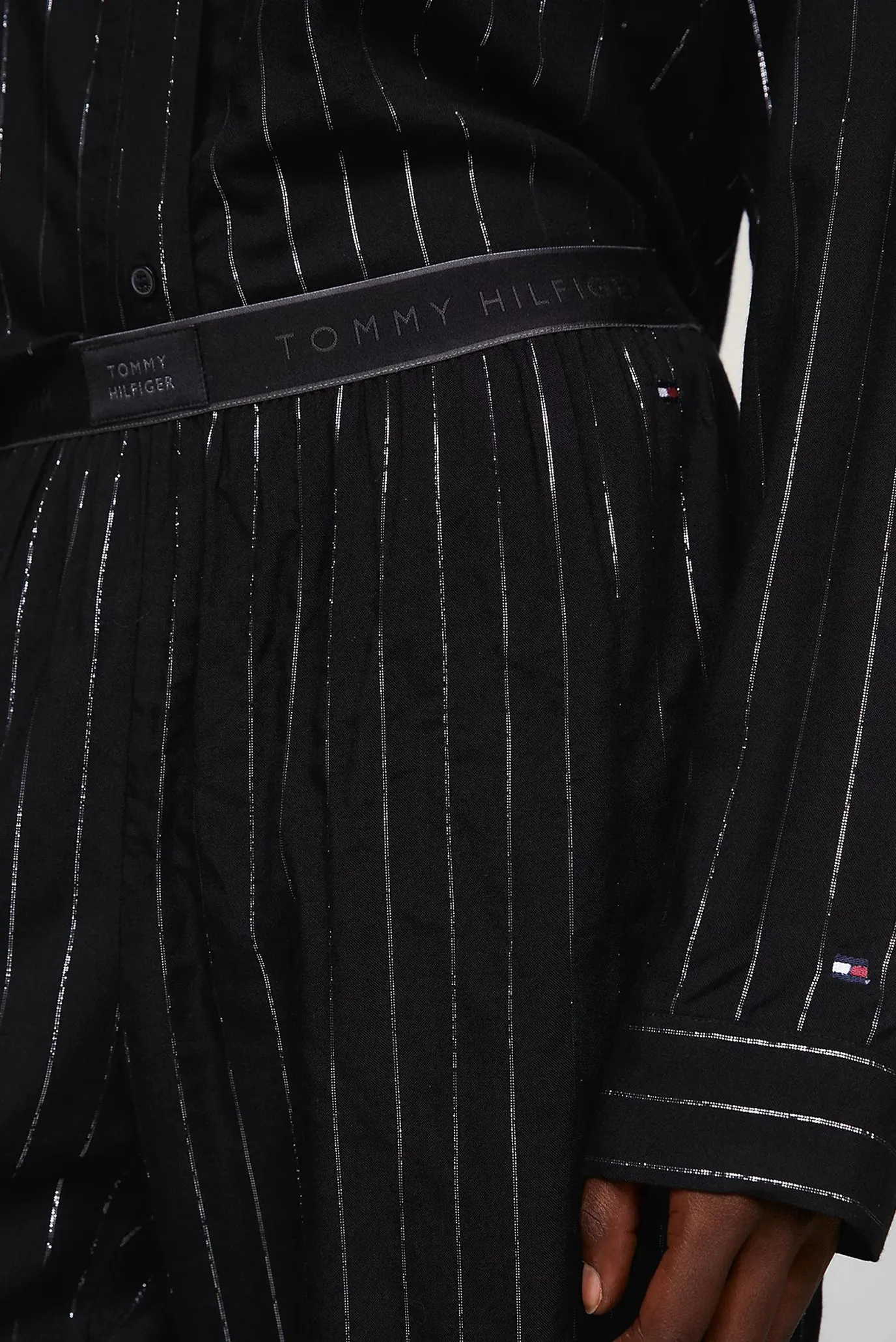 Женские черные брюки в полоску WOVEN STRIPES PYJ 4