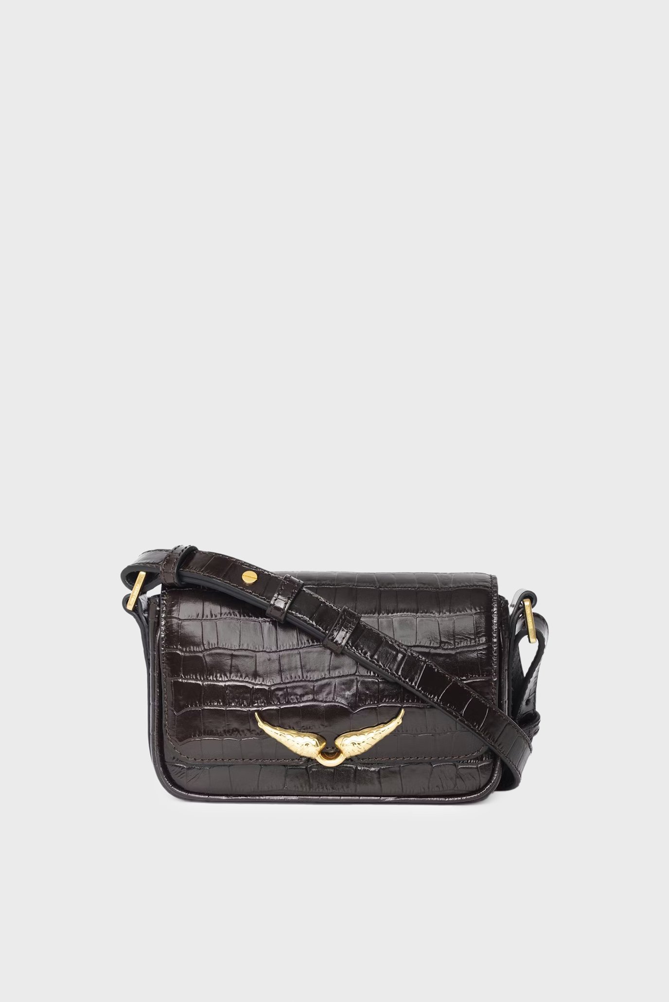 Женская темно-коричневая кожаная сумка Le Zazi Croco Коричневый ONESIZE ZADIG&VOLTAIRE LWBA04041_WOOD Женская темно-коричневая кожаная сумка Le Zazi Croco Коричневый ONESIZE ZADIG&VOLTAIRE LWBA04041_WOOD