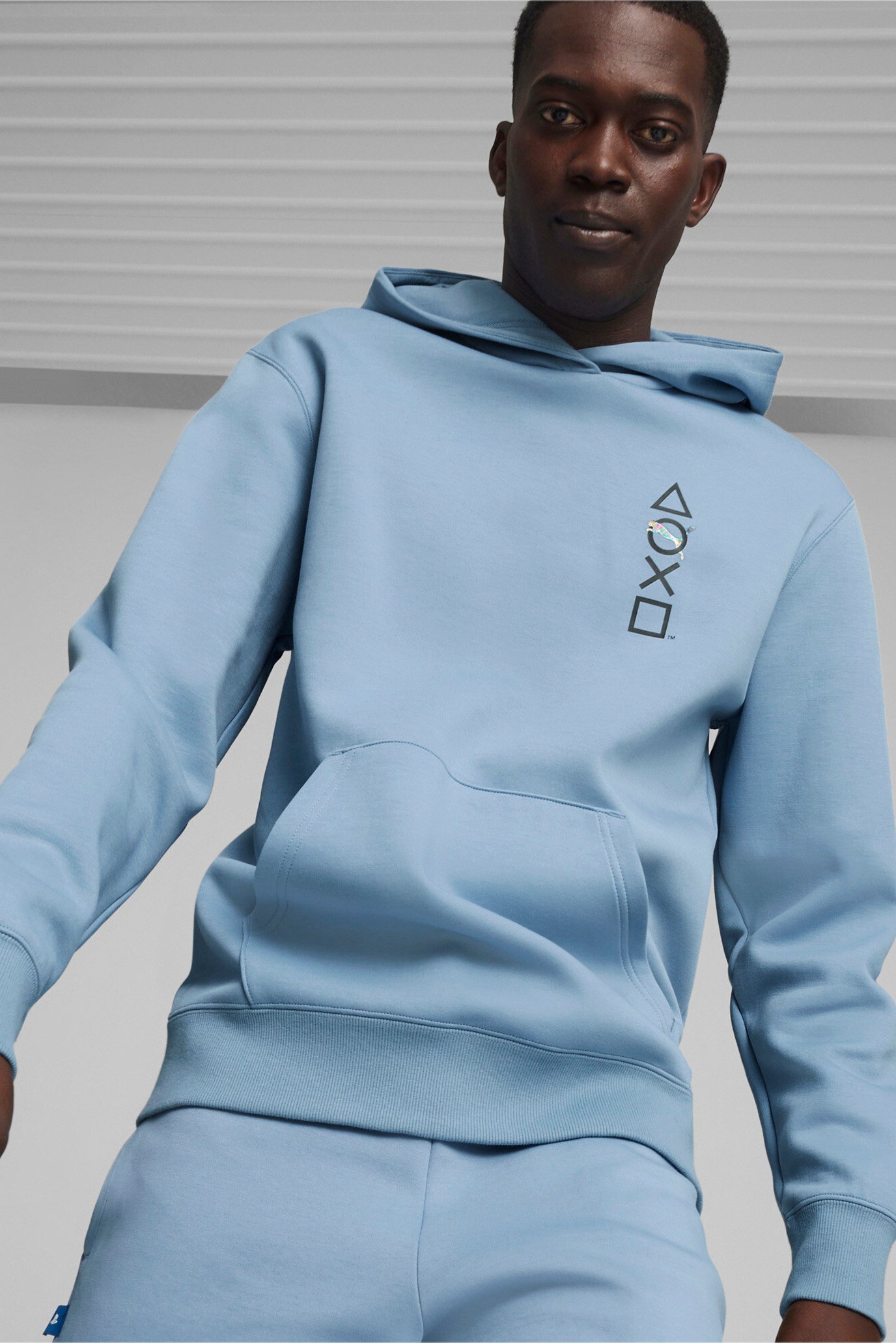 Мужское голубое худи  PUMA x PLAYSTATION Hoodie 1