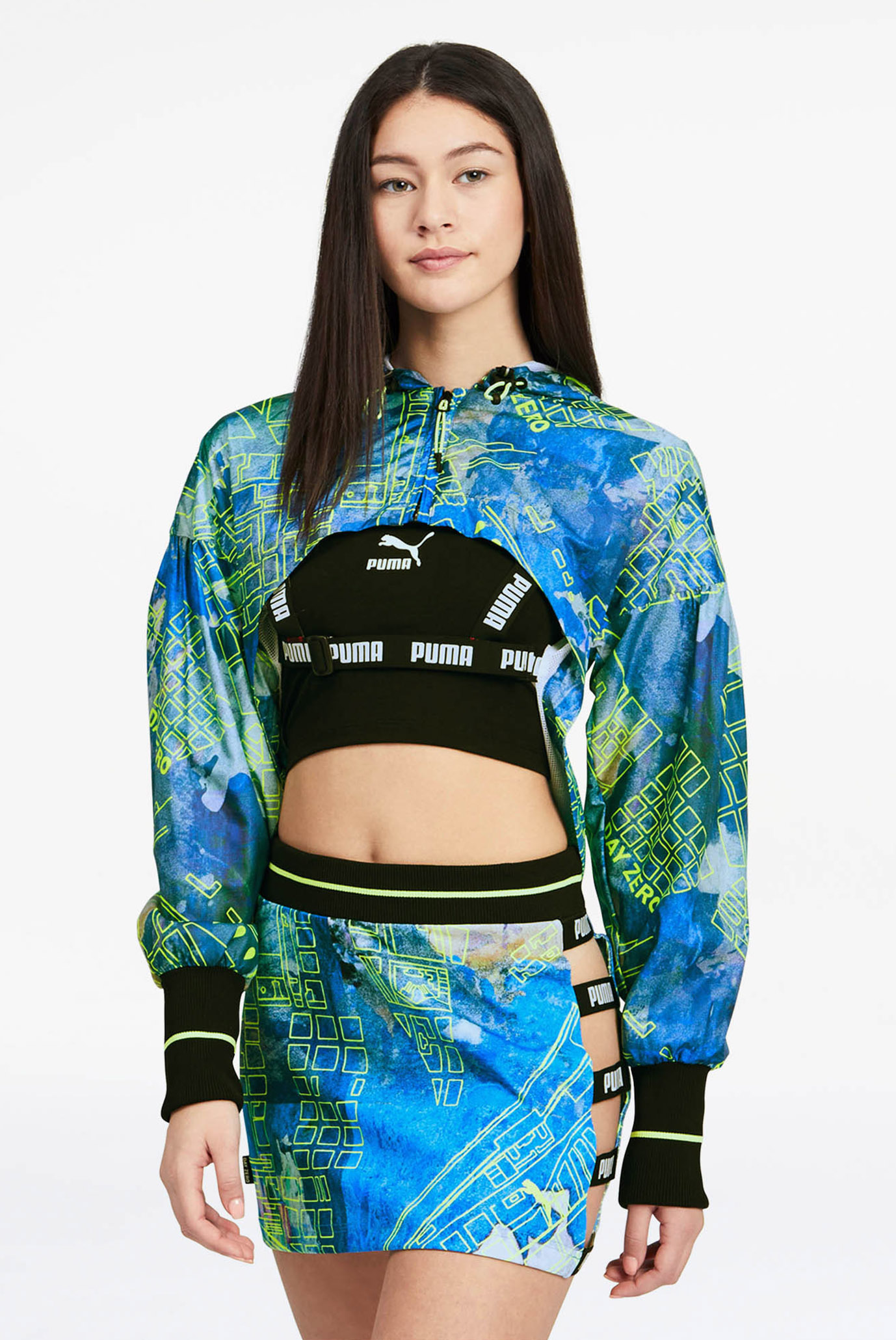 Женская голубая куртка PUMA x CENTRAL SAINT MARTINS Cropped AOP Jacket 1