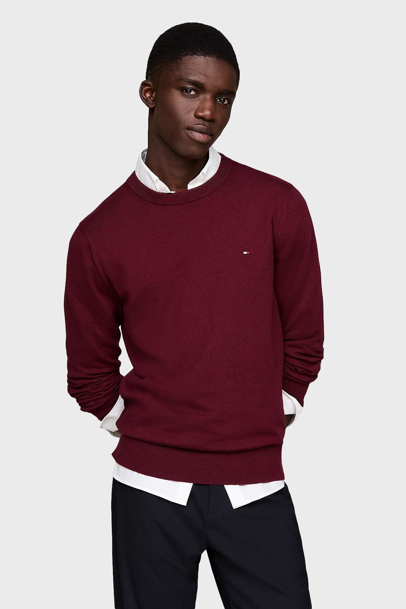 Чоловічий бордовий джемпер PIMA ORG CTN CASHMERE CREW NECK 1