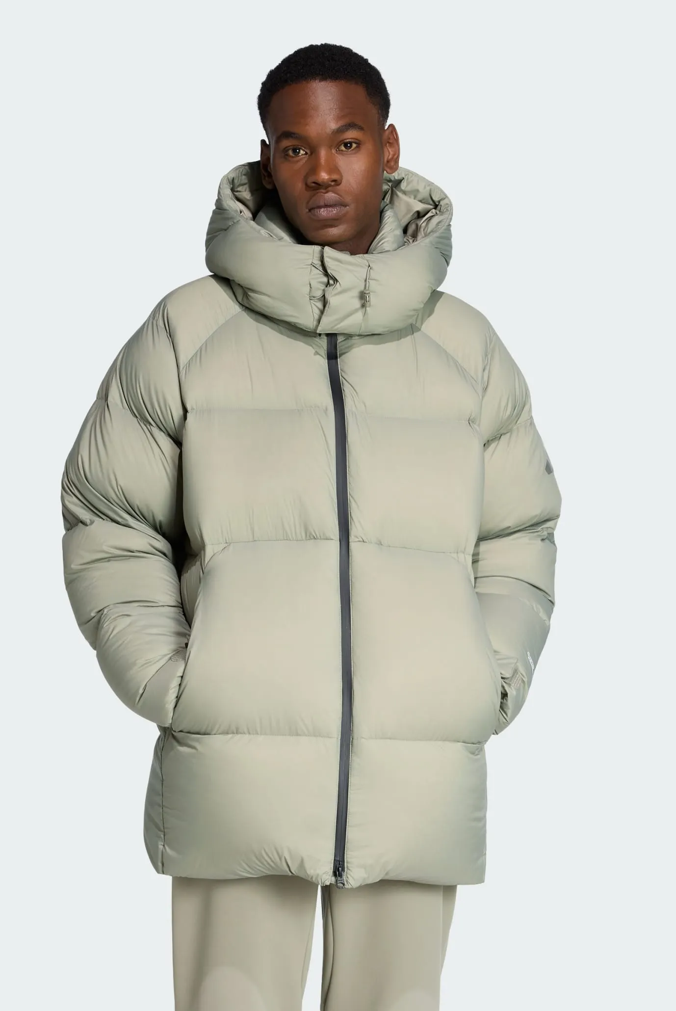 user_ac2b023d Мужской оливковый пуховик MYSHELTER Climawarm Down adidas JX0552