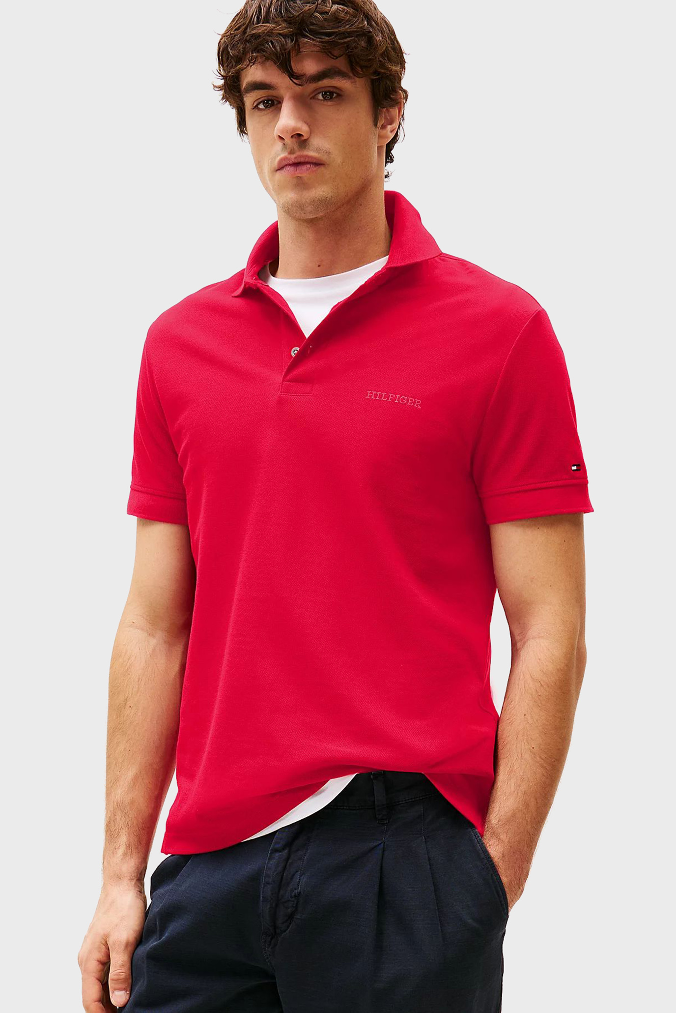 Мужское красное поло TONAL MONOTYPE Красный S Tommy Hilfiger MW0MW38456 Мужское красное поло TONAL MONOTYPE Красный S Tommy Hilfiger MW0MW38456