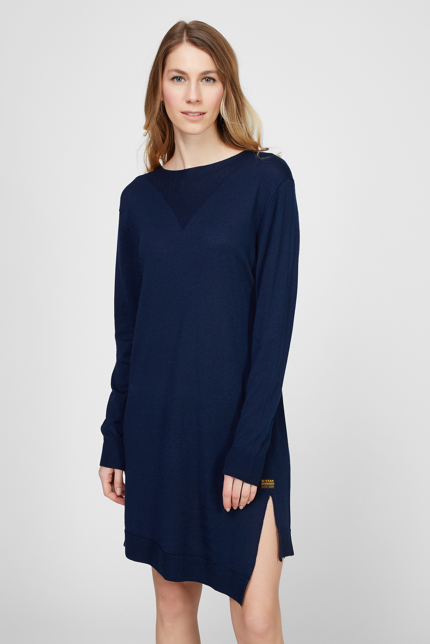 Женское темно-синее шерстяное платье Cross 1