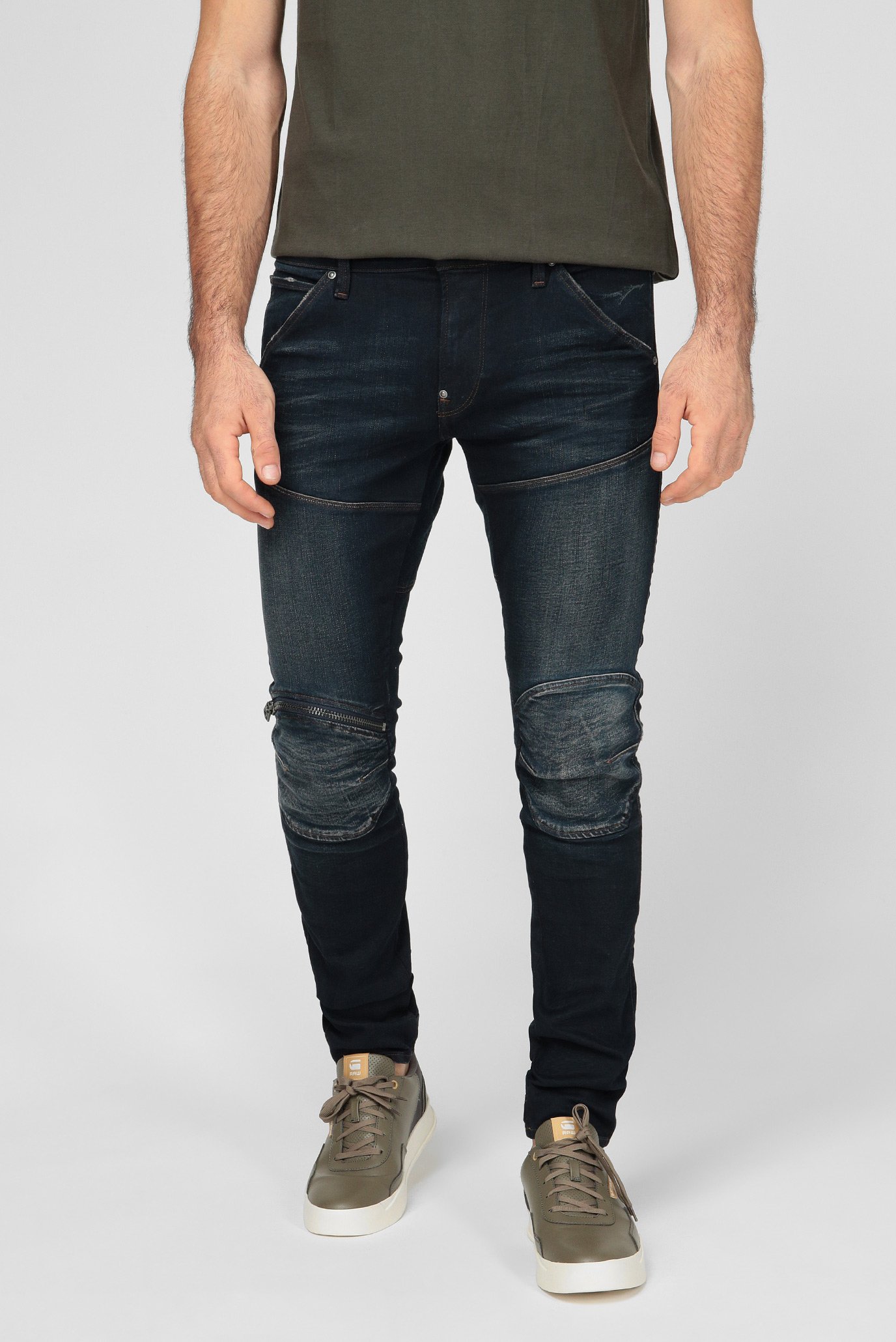 Мужские темно-синие джинсы Zip Knee Skinny 1