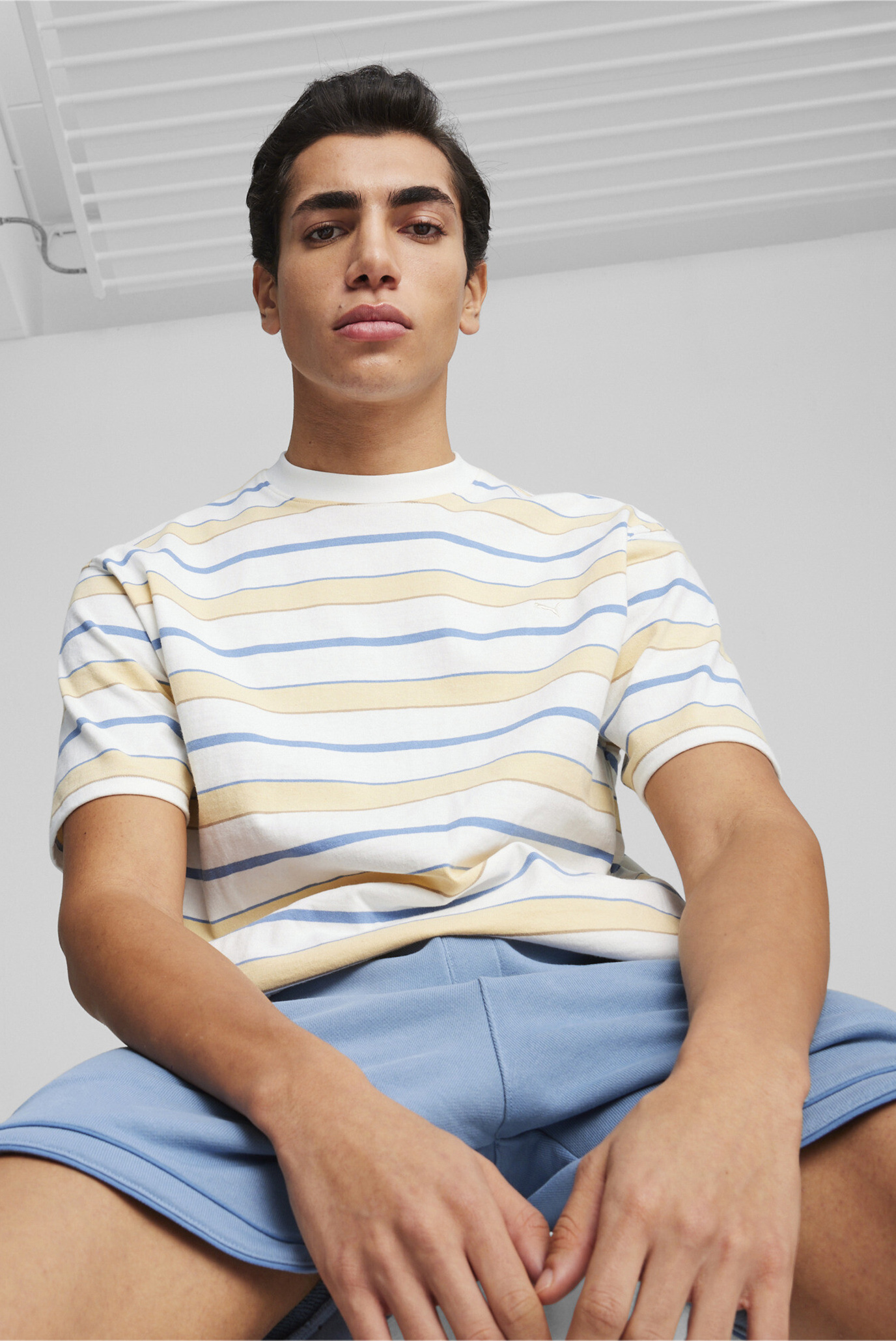 Чоловіча біла футболка у смужку MMQ Striped Tee 1