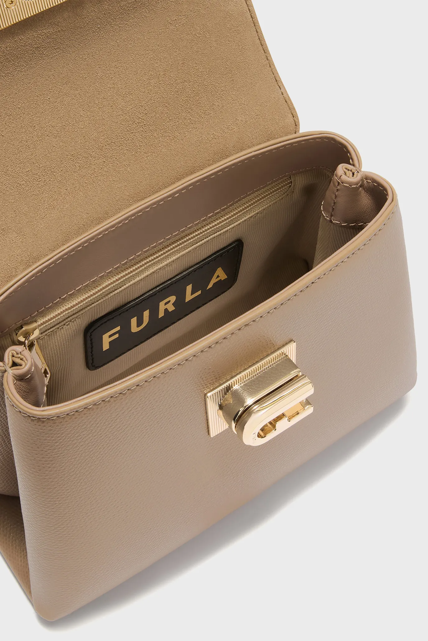 Женская бежевая кожаная сумка 5