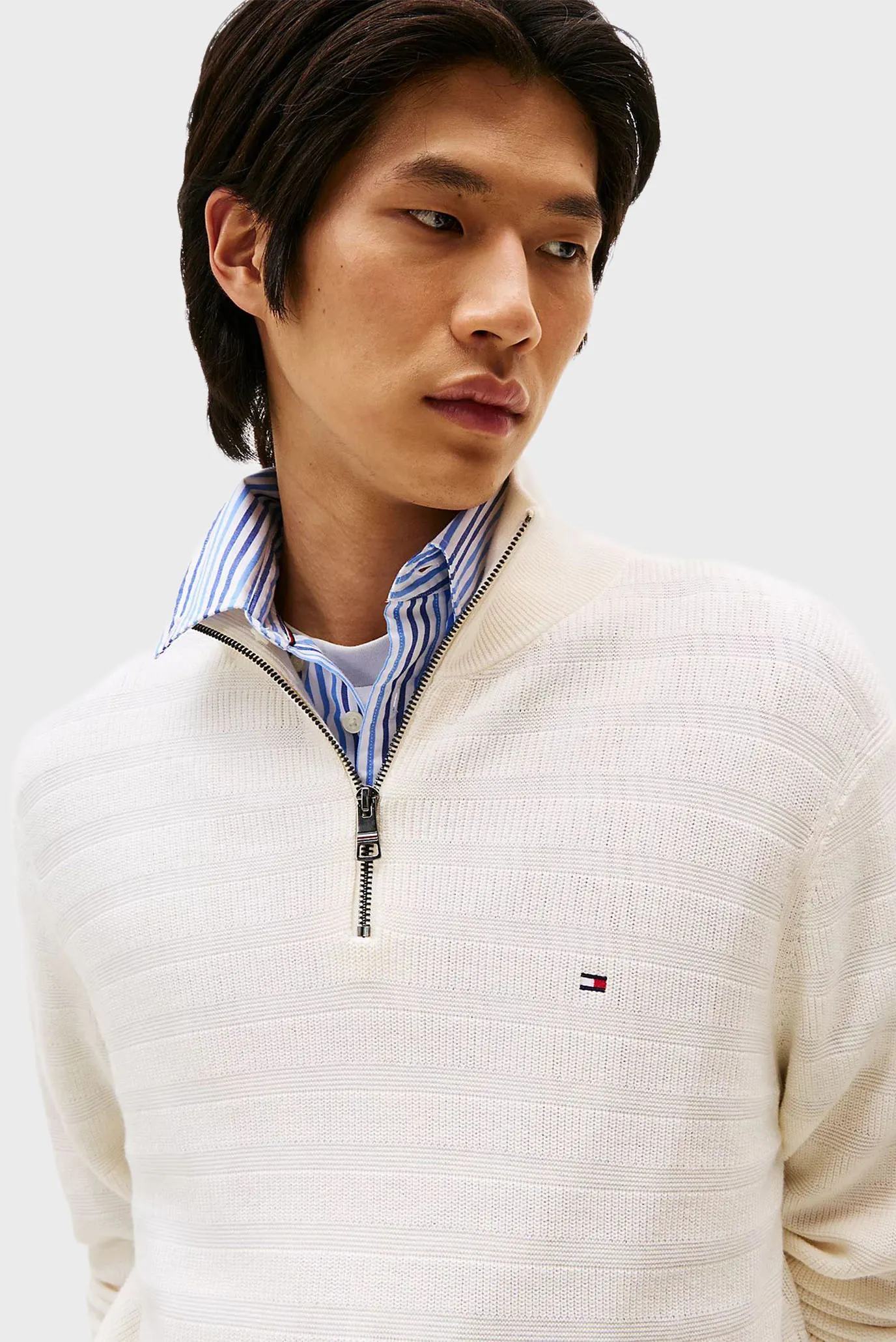 Мужская белая кофта STRIPE STRUCTURE ZIP 4