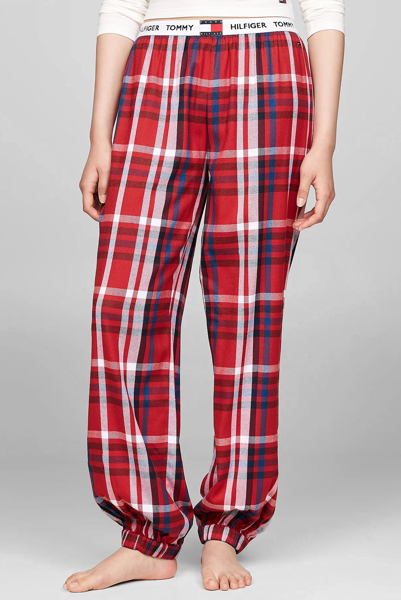 Жіночі червоні картаті брюки FLANNEL CUFFED PANT 1