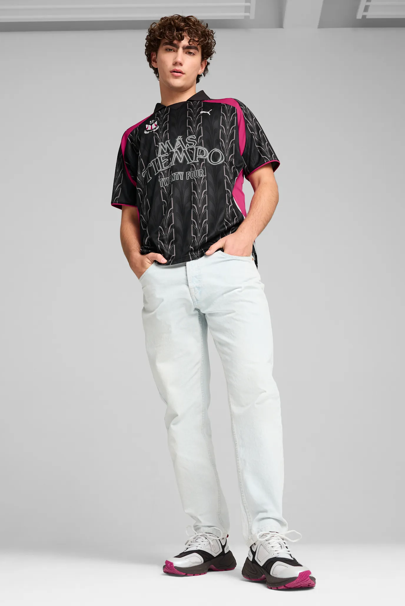 Чоловіче чорне поло з візерунком PUMA x MÁS TIEMPO Jersey Men 2