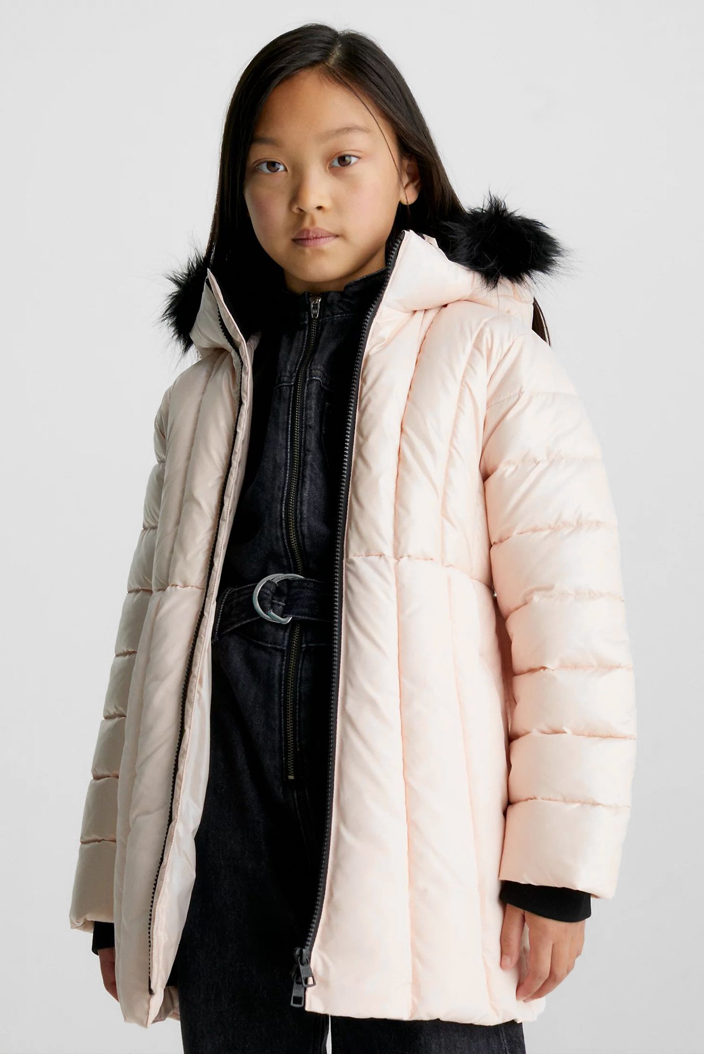 Детская пудровая куртка LONG BELTED PUFFER COAT 1