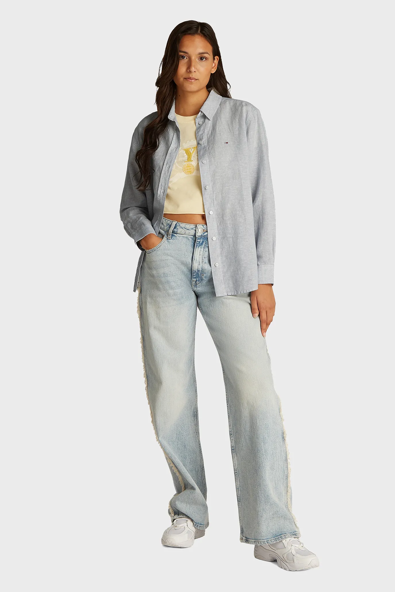 Женская голубая рубашка в полоску TJW RLX LINEN 2