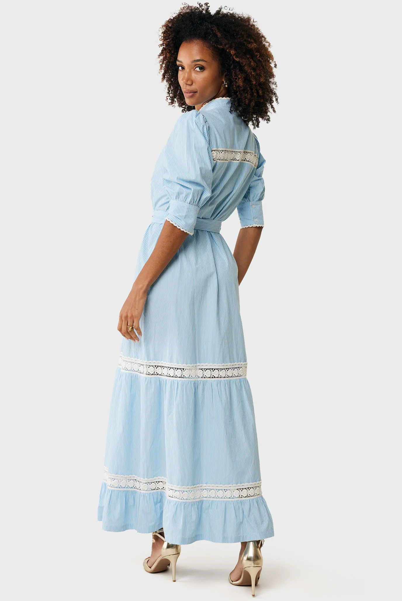 Жіноча блакитна сукня у смужку Striped lace dress 2