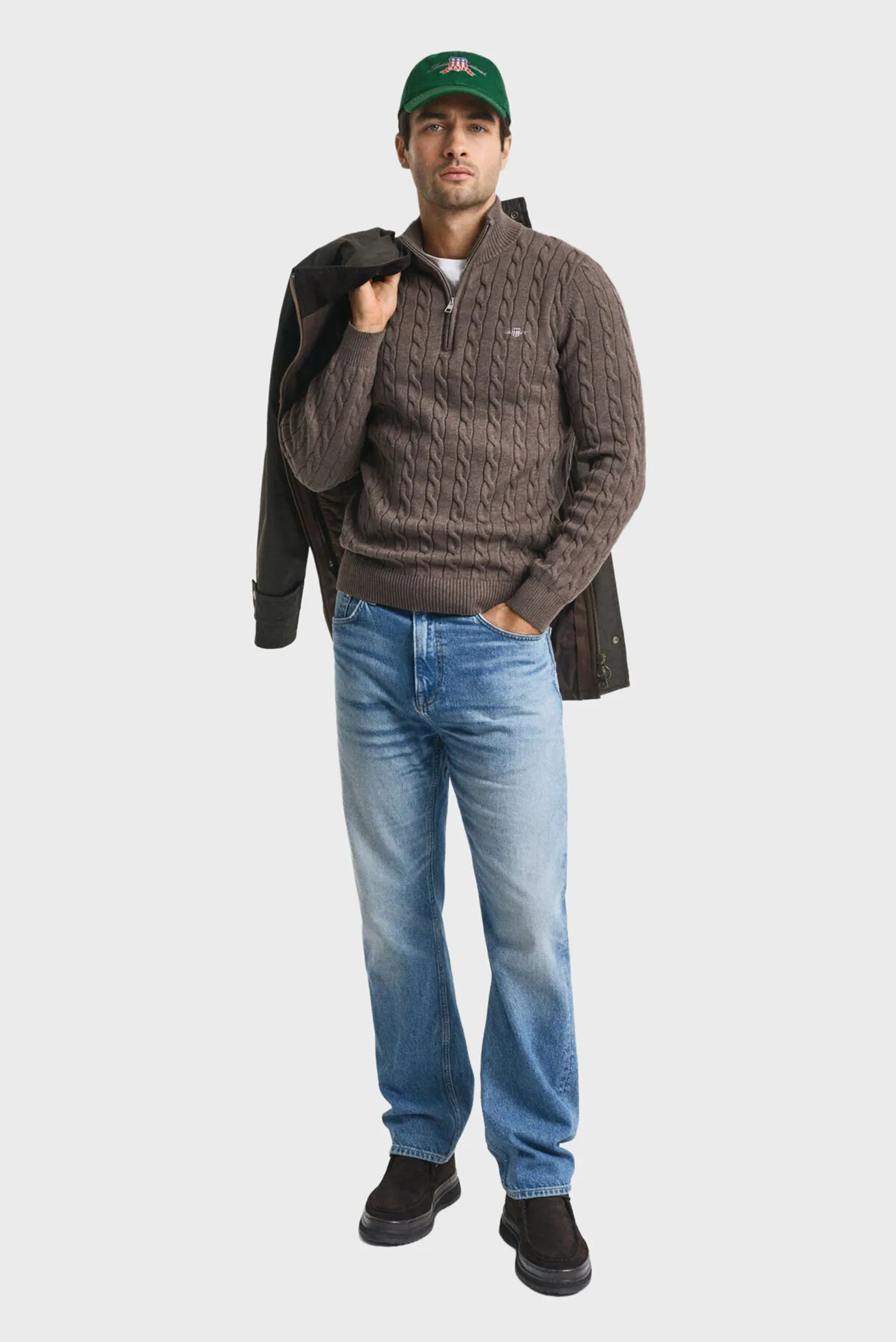 Мужской коричневый джемпер CABLE 2