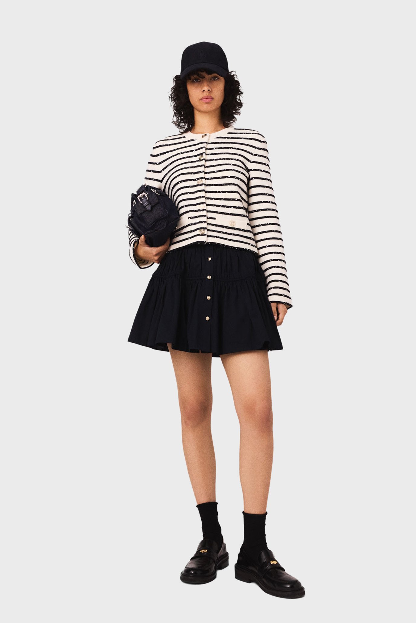 Женский кардиган в полоску Разноцветный 34 MAJE MFPCA00622_White-Navy Женский кардиган в полоску Разноцветный 34 MAJE MFPCA00622_White-Navy