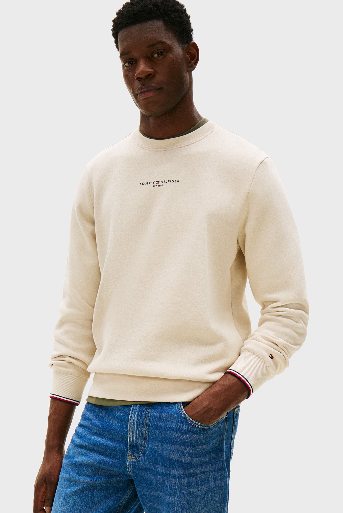 Мужской бежевый свитшот SMALL TOMMY Бежевый L Tommy Hilfiger MW0MW37471 Мужской бежевый свитшот SMALL TOMMY Бежевый L Tommy Hilfiger MW0MW37471