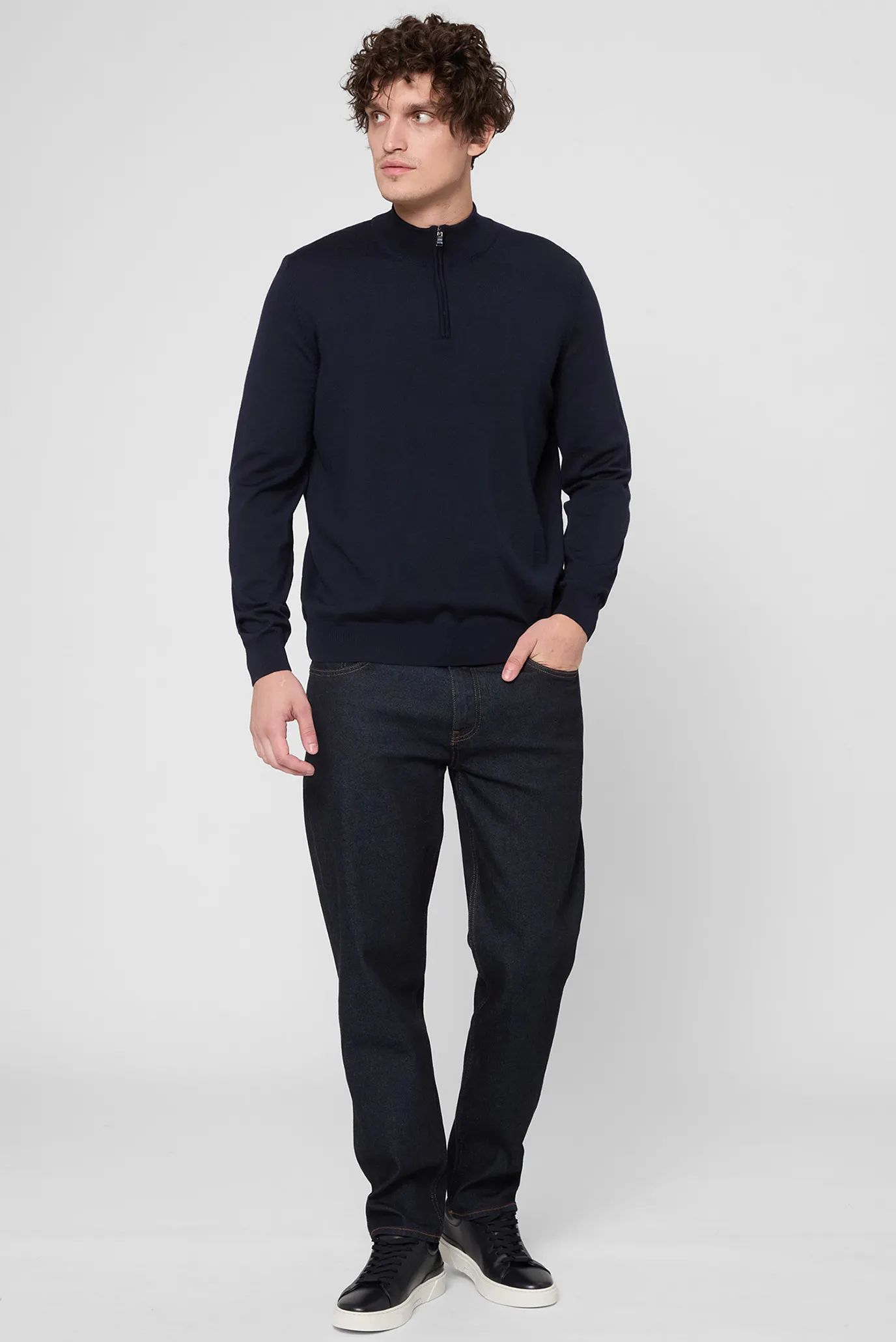 Чоловіча темно-синя вовняна кофта 4