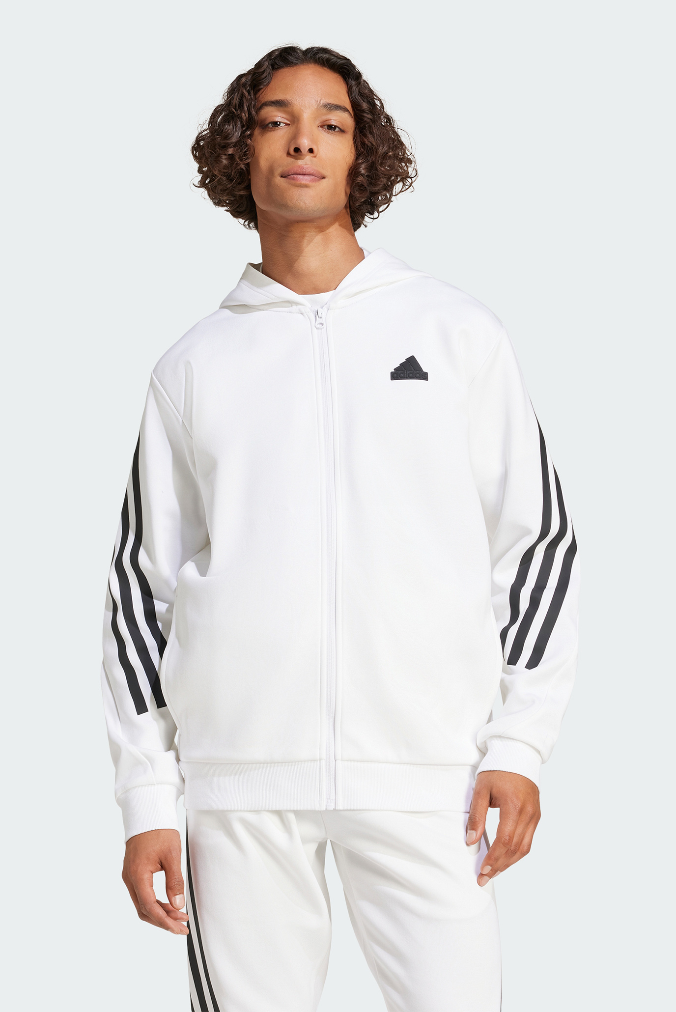 Мужское белое худи Future Icons 3-Stripes Full Zip 1