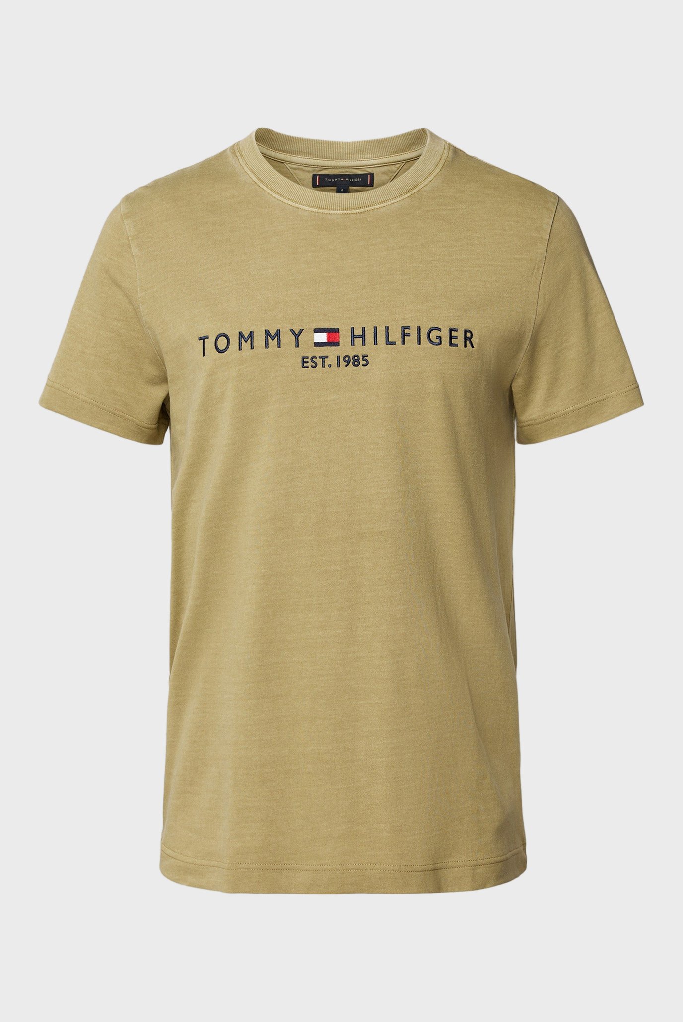 Чоловіча оливкова футболка GARMENT DYE TOMMY LOGO TEE 1