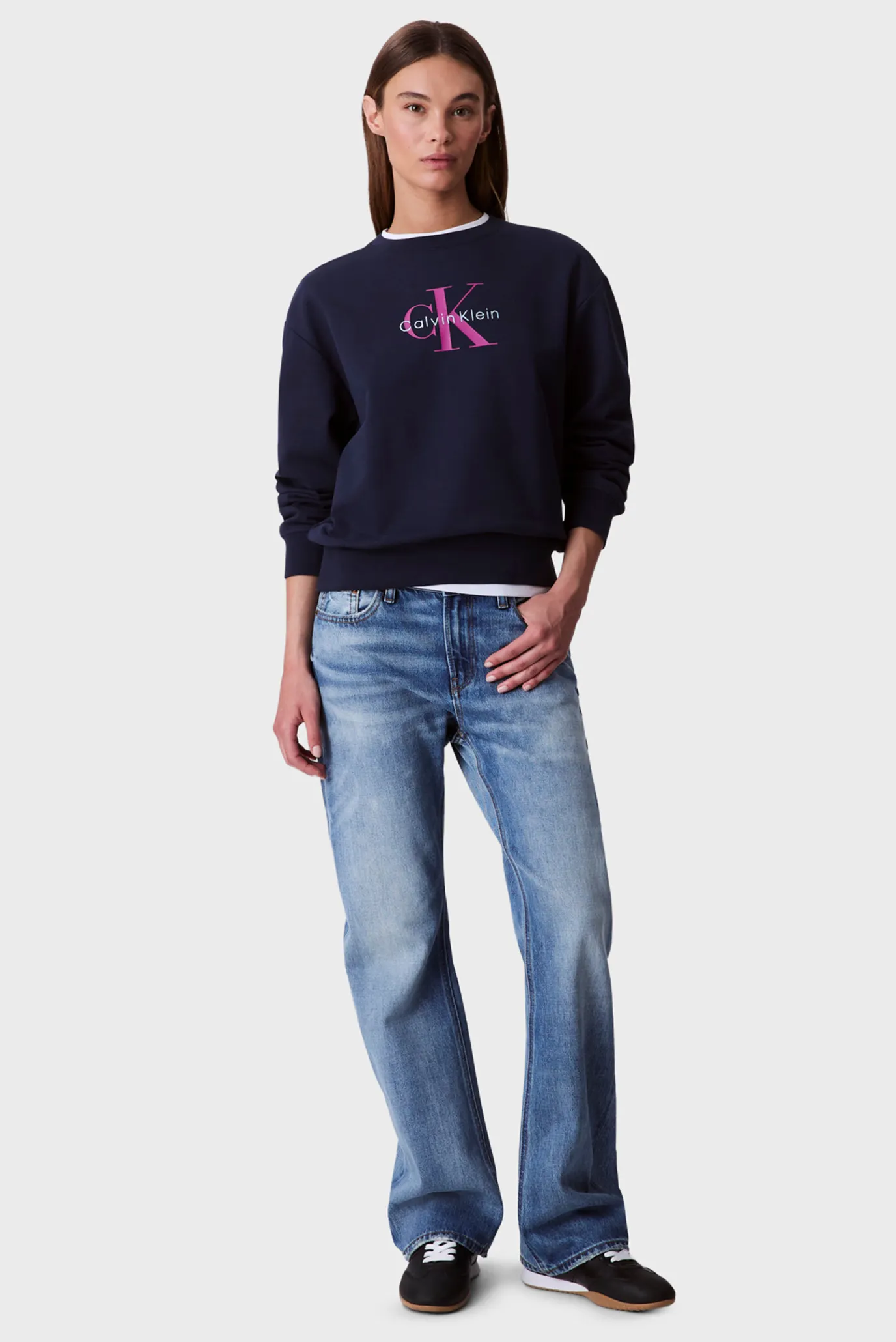 Женский темно-синий свитшот LS MONOLOGO FRENCH TERRY RLXD CN 2