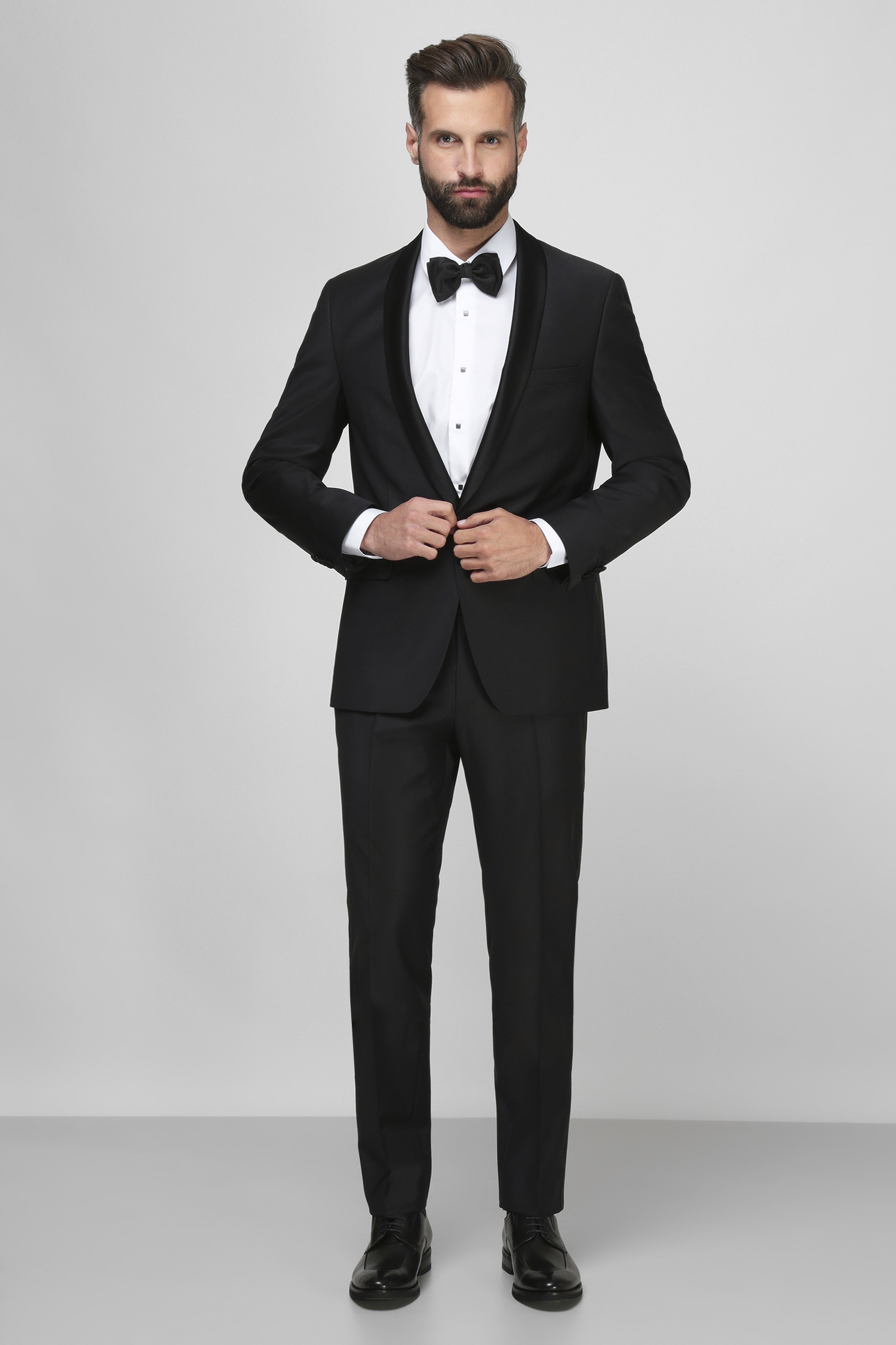 Мужской черный шерстяной костюм (пиджак, брюки) 1