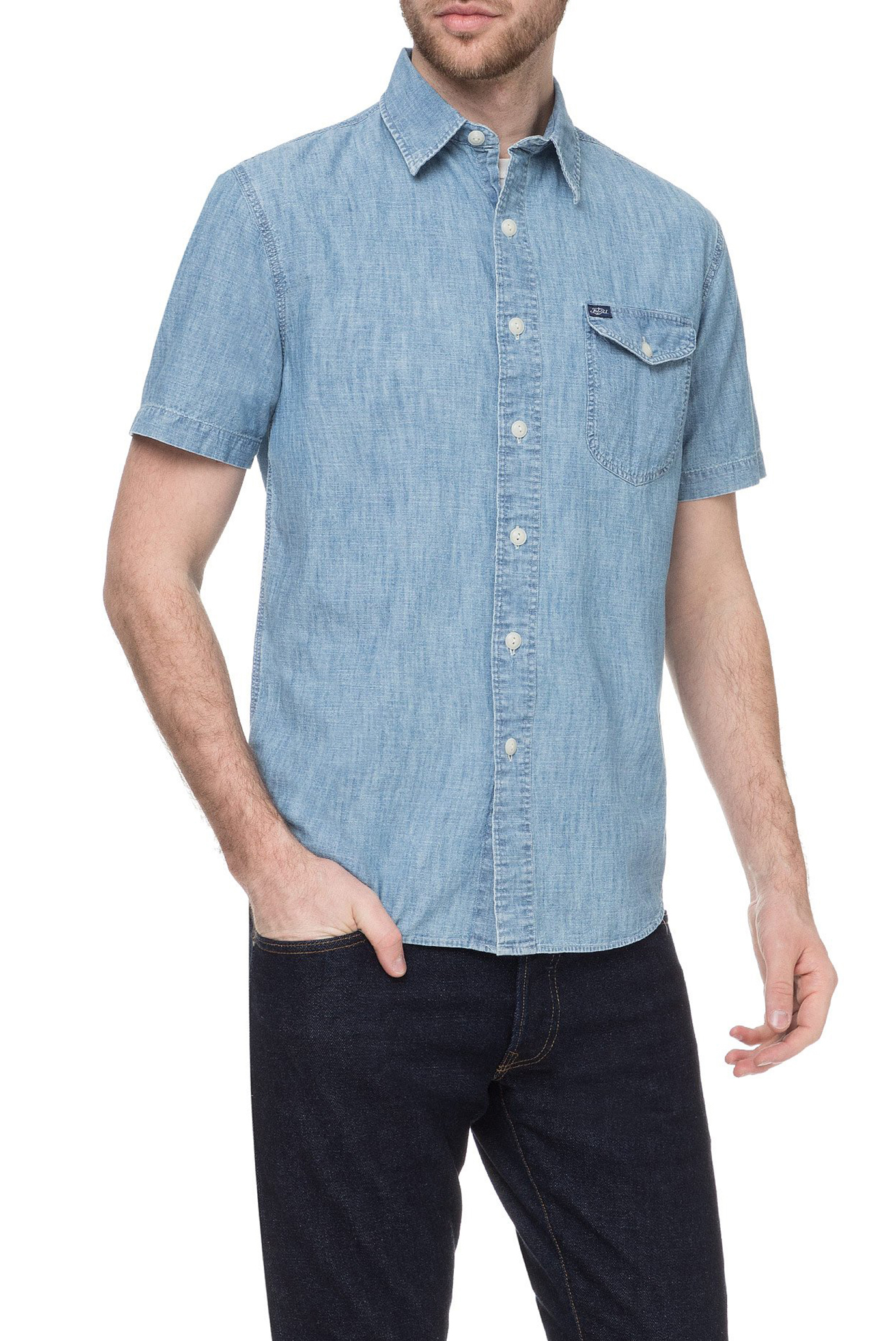 Мужская голубая джинсовая рубашка 1