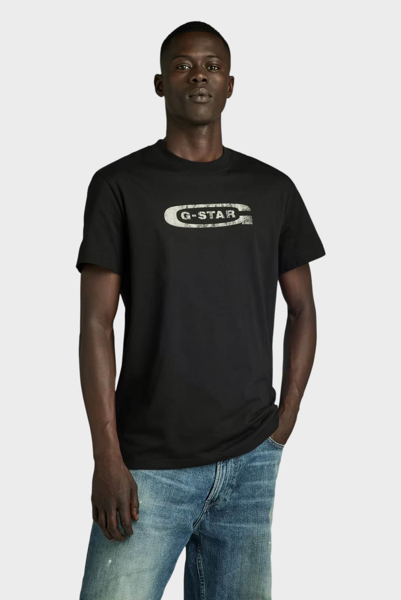Мужская черная футболка Distressed Old School Logo 1