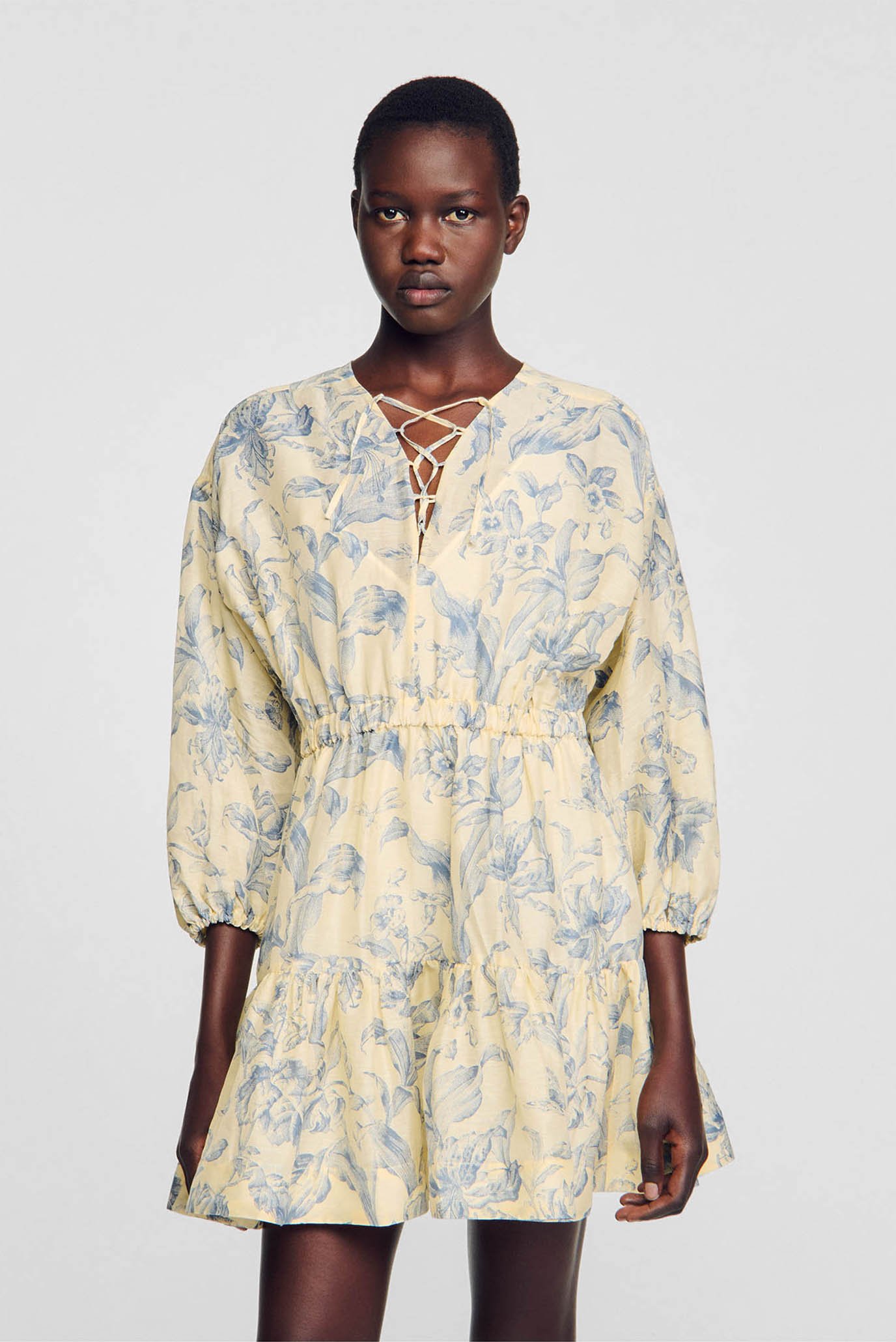 Женское бежевое льняное платье с узором Josella 1