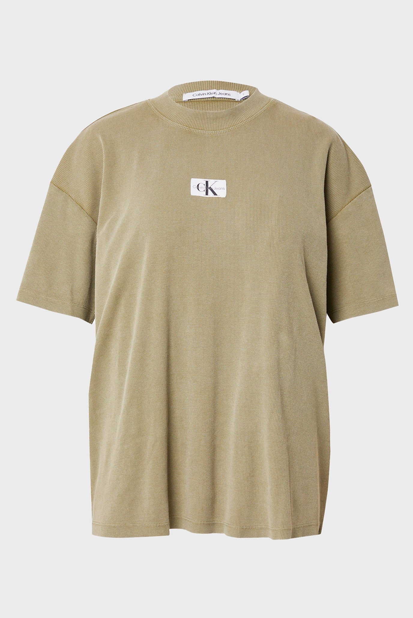 Женская оливковая футболка WASHED RIB LABEL BOYFRIEND TEE 1