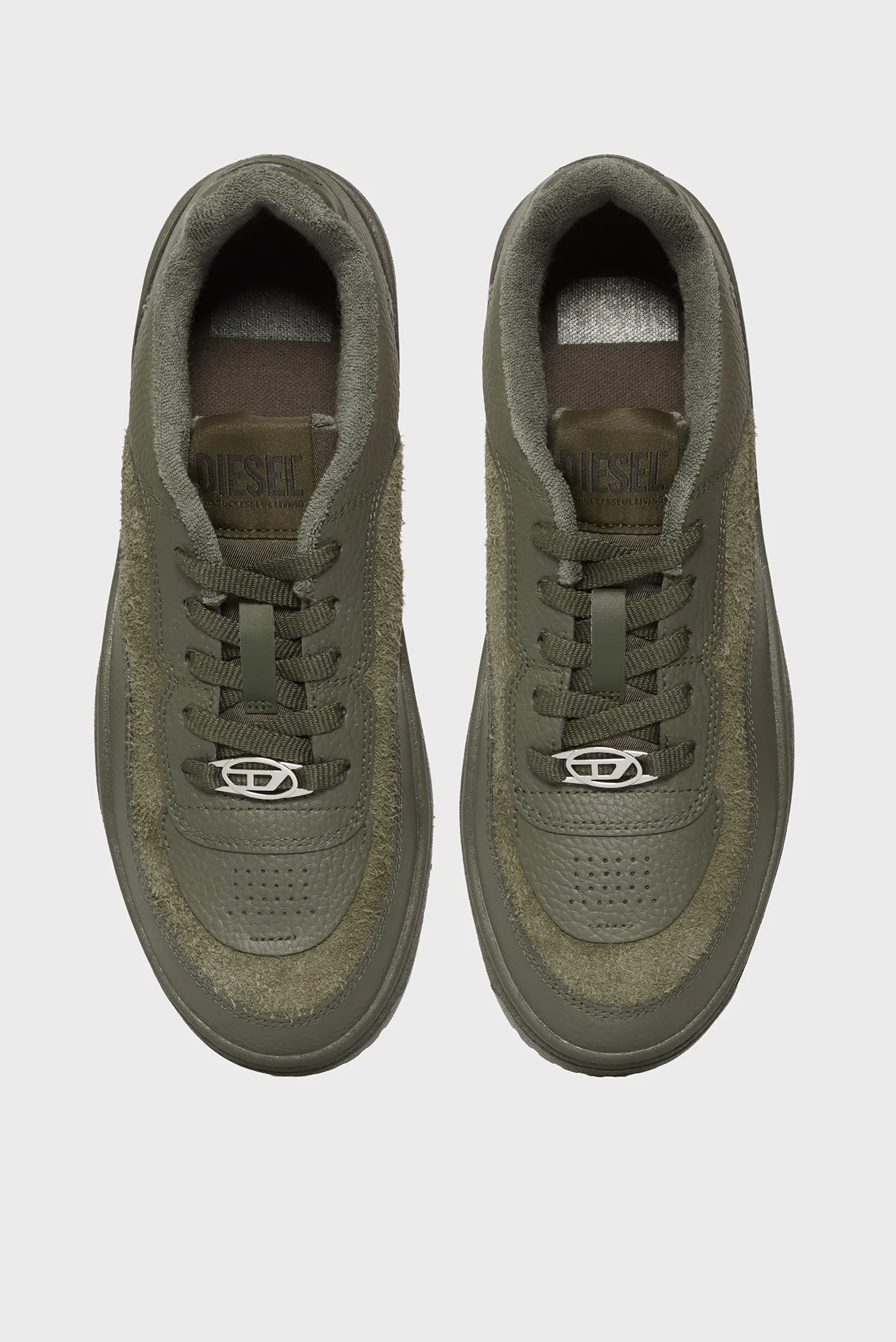 Чоловічі зелені шкіряні снікерси OVAL SKATE 4