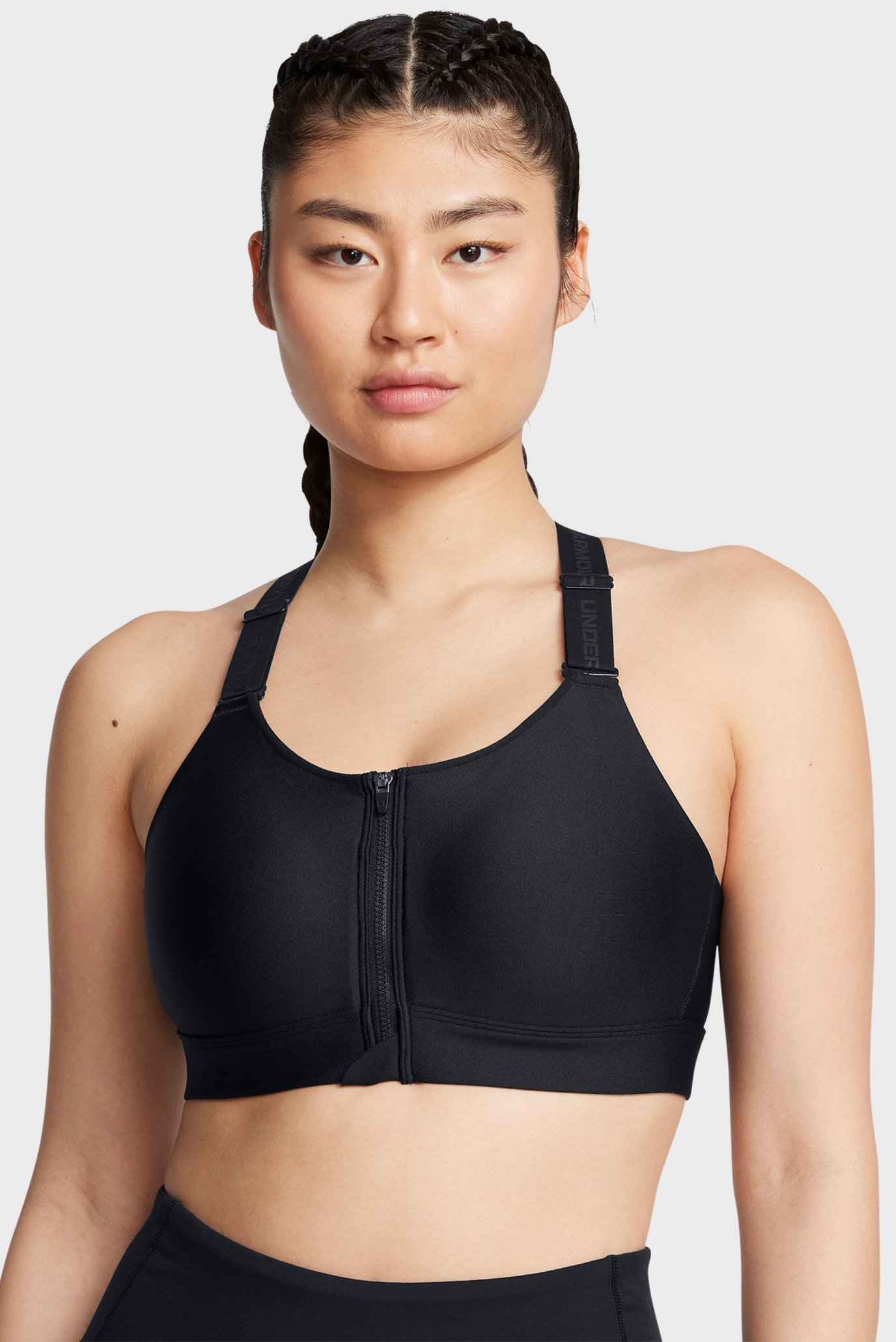 Женский черный топ UA Infinity High Zip 2.0 Bra 1