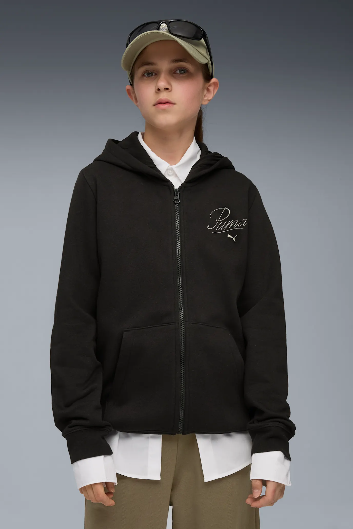 Детское черное худи Essentials Script Full-Zip Hoodie Youth 1