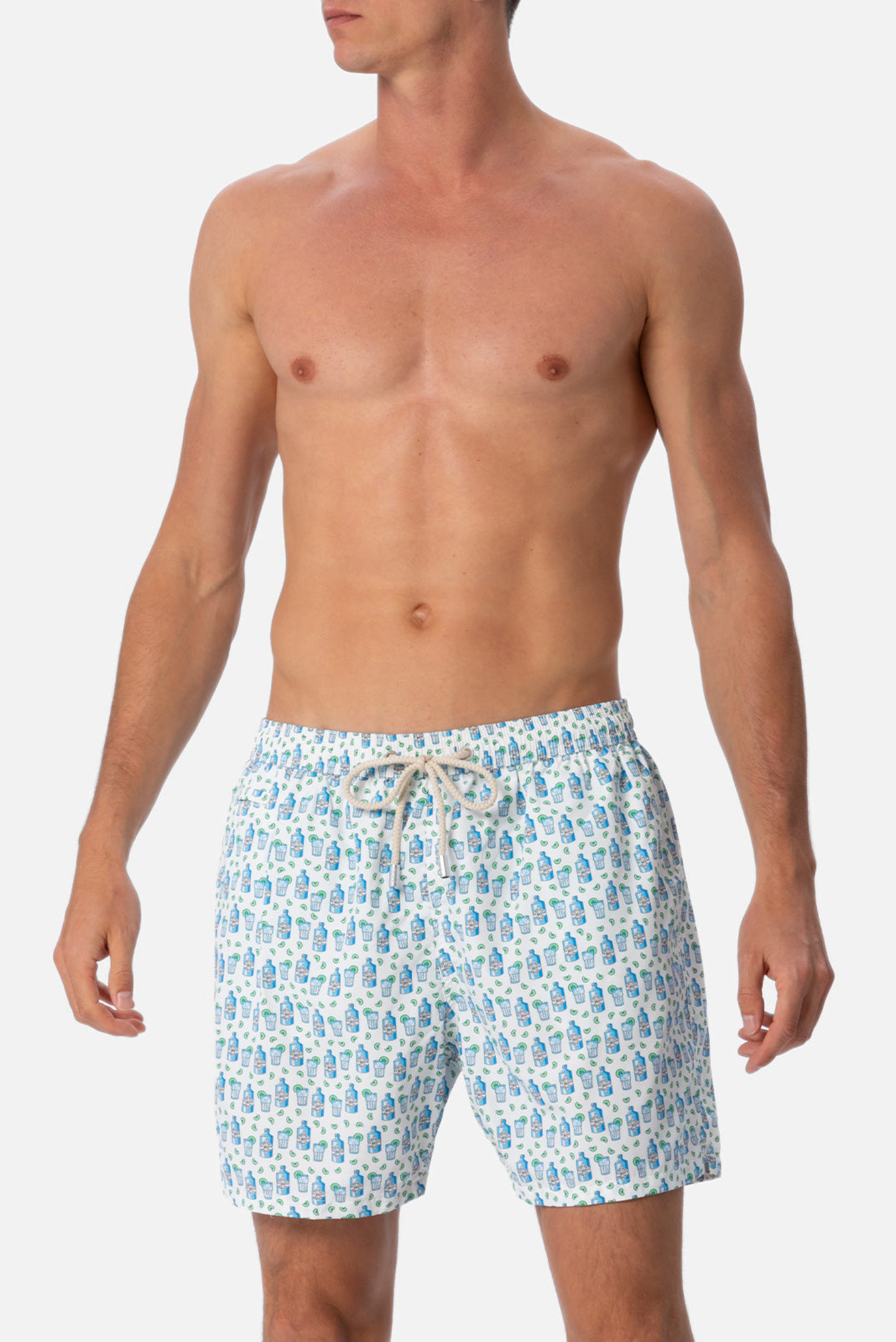 Мужские белые плавательные шорты с узором 1