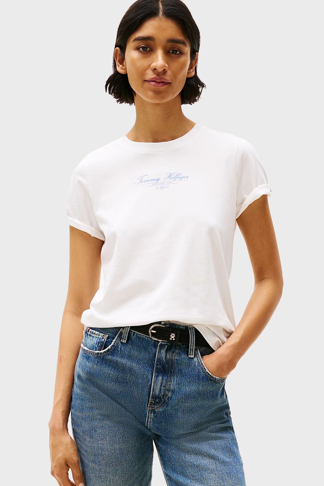 Женская белая футболка REG SCRIPT C-NK TEE SS 1