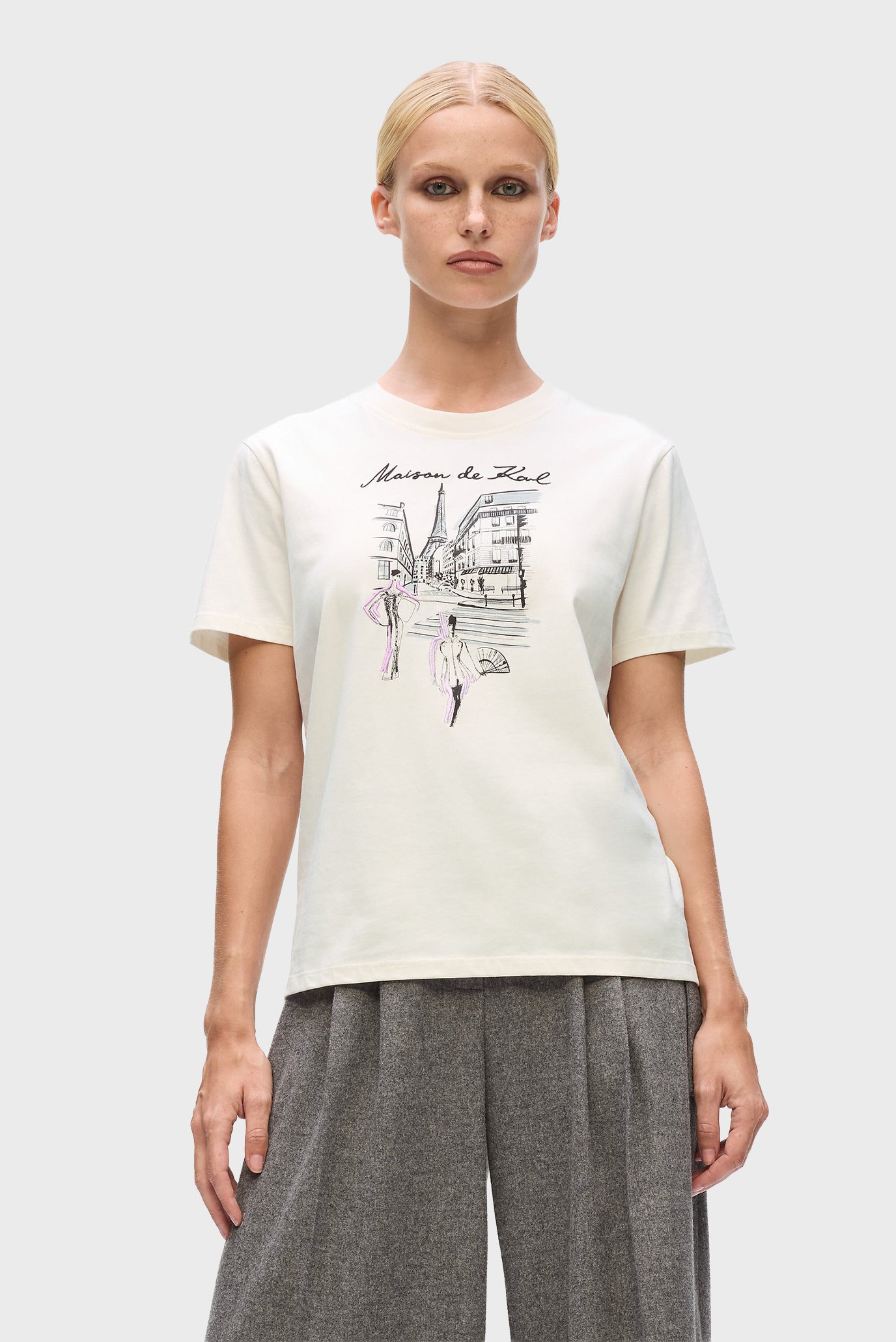 Женская бежевая футболка street Бежевый M Karl Lagerfeld A4W17087 Женская бежевая футболка street Бежевый M Karl Lagerfeld A4W17087