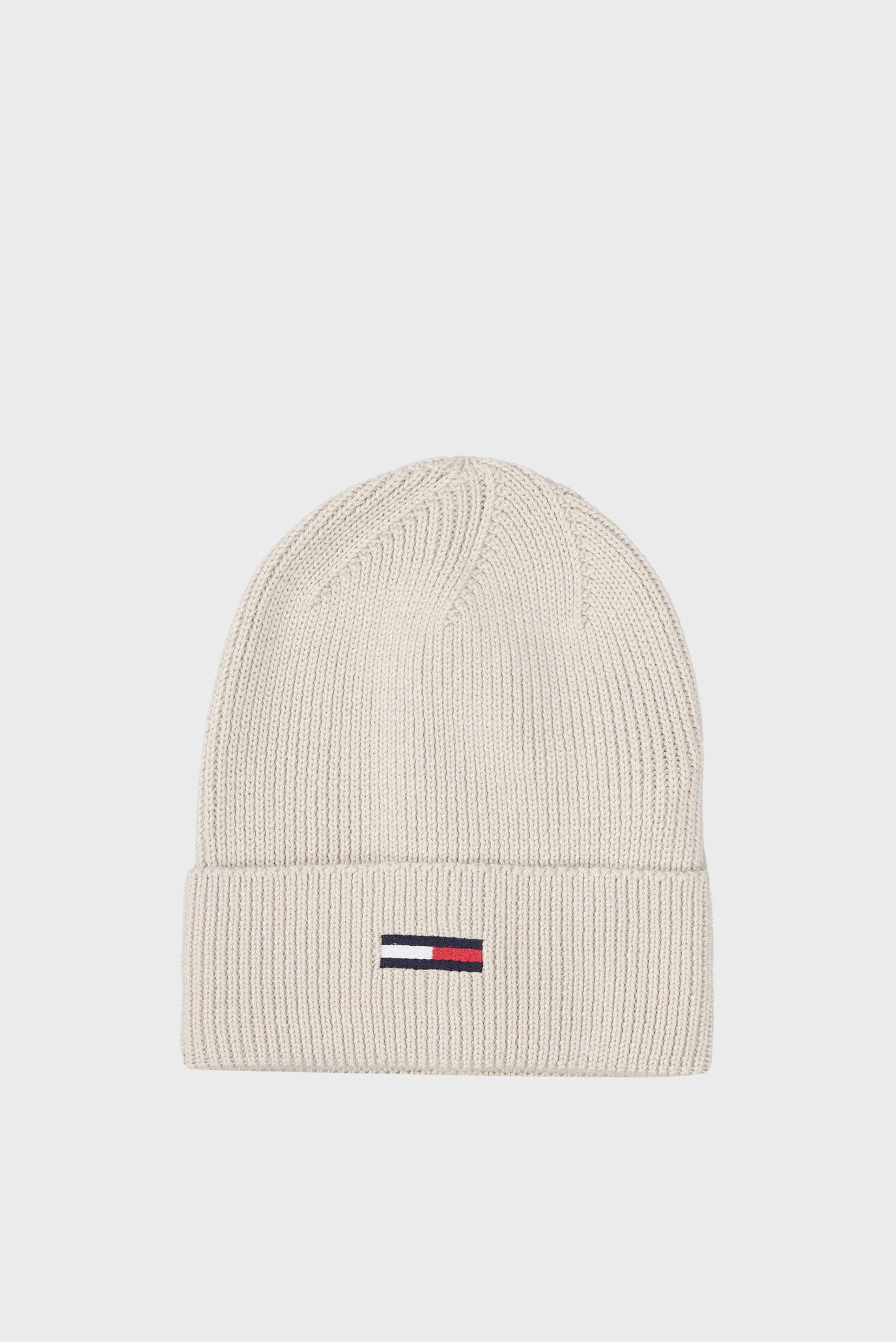 Женская бежевая шапка TJW ELONGATED FLAG BEANIE 1