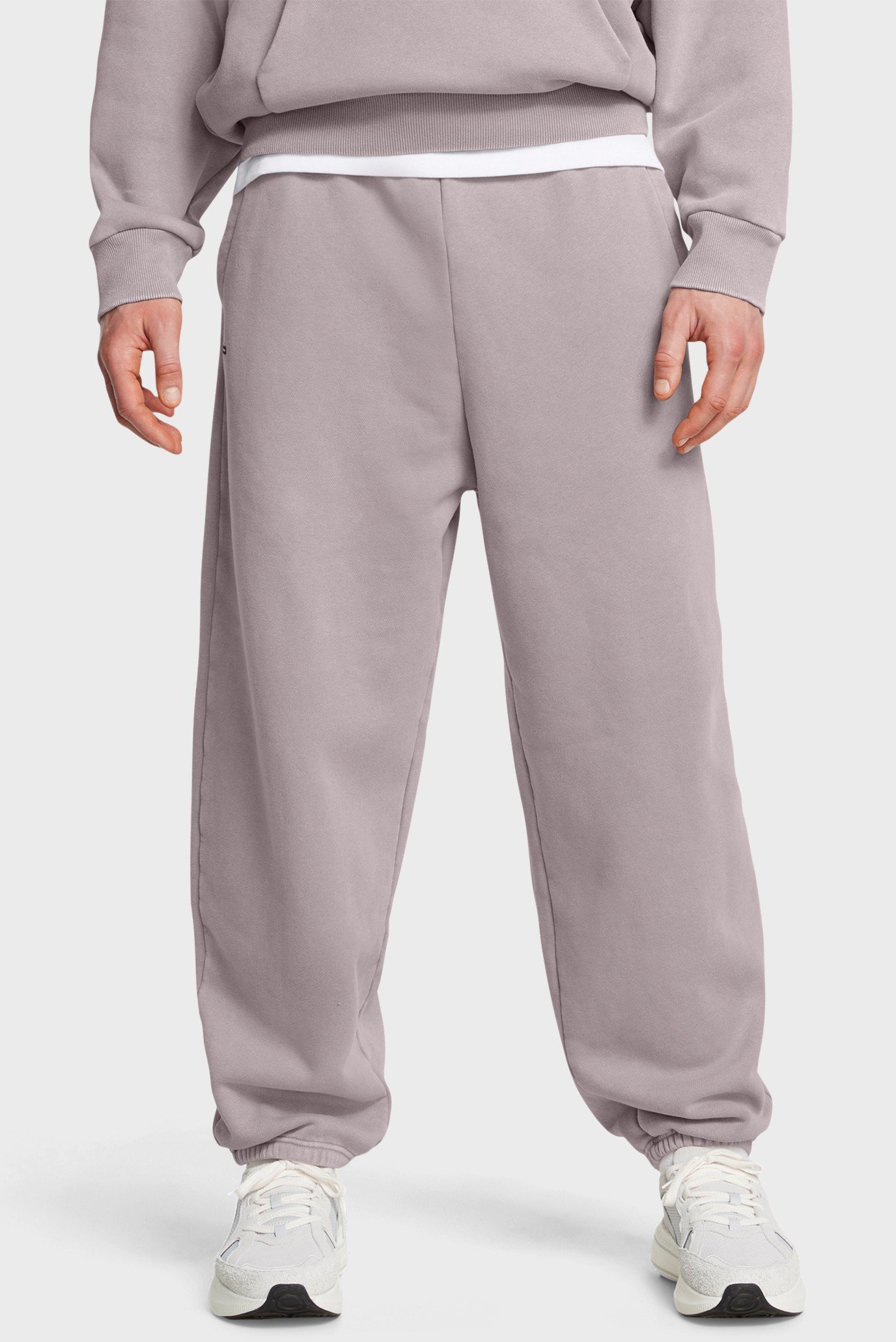 Чоловічі сірі спортивні штани UA Icon HWT Flc Wash OS Pant 1