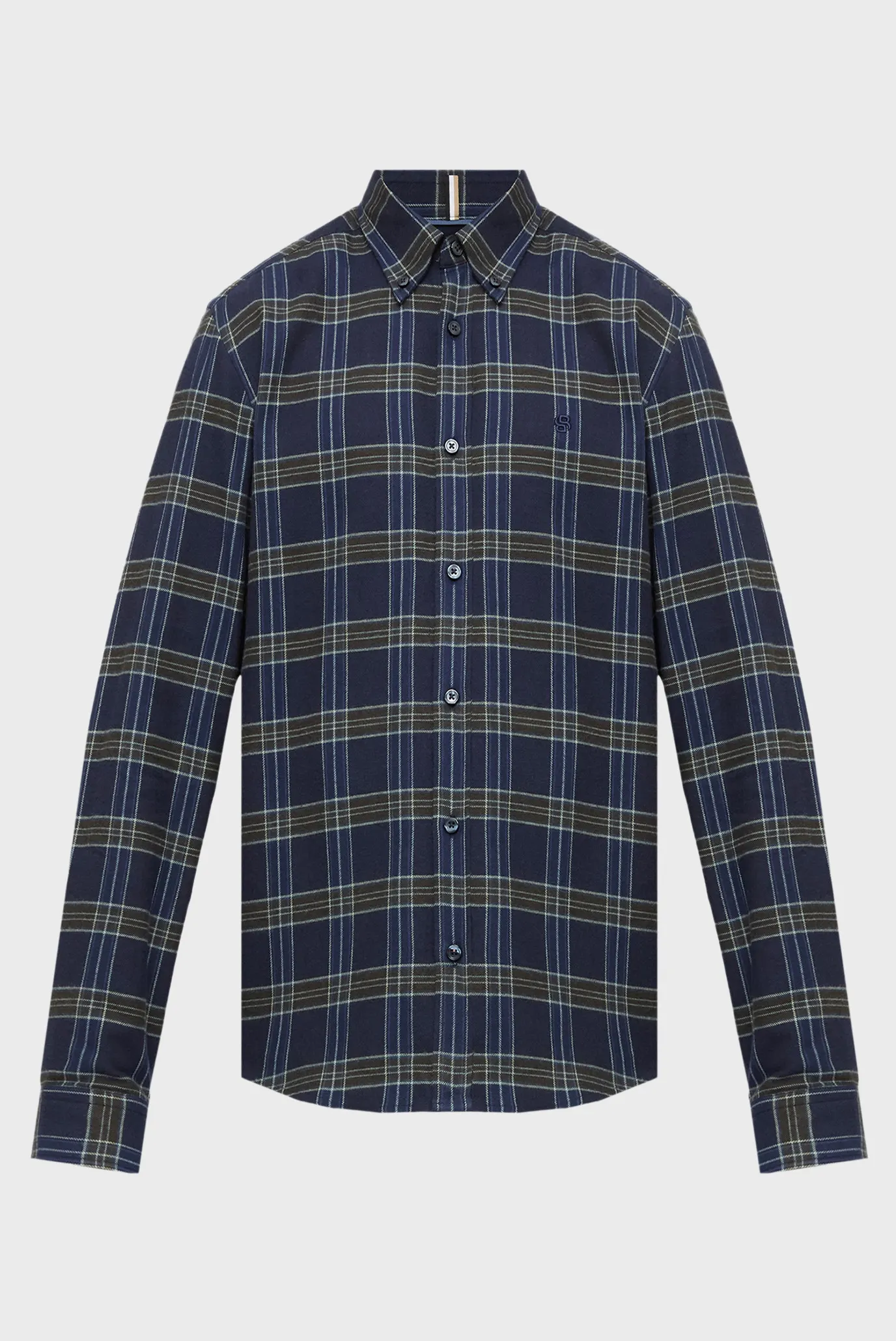 Чоловіча темно-синя картата сорочка 5