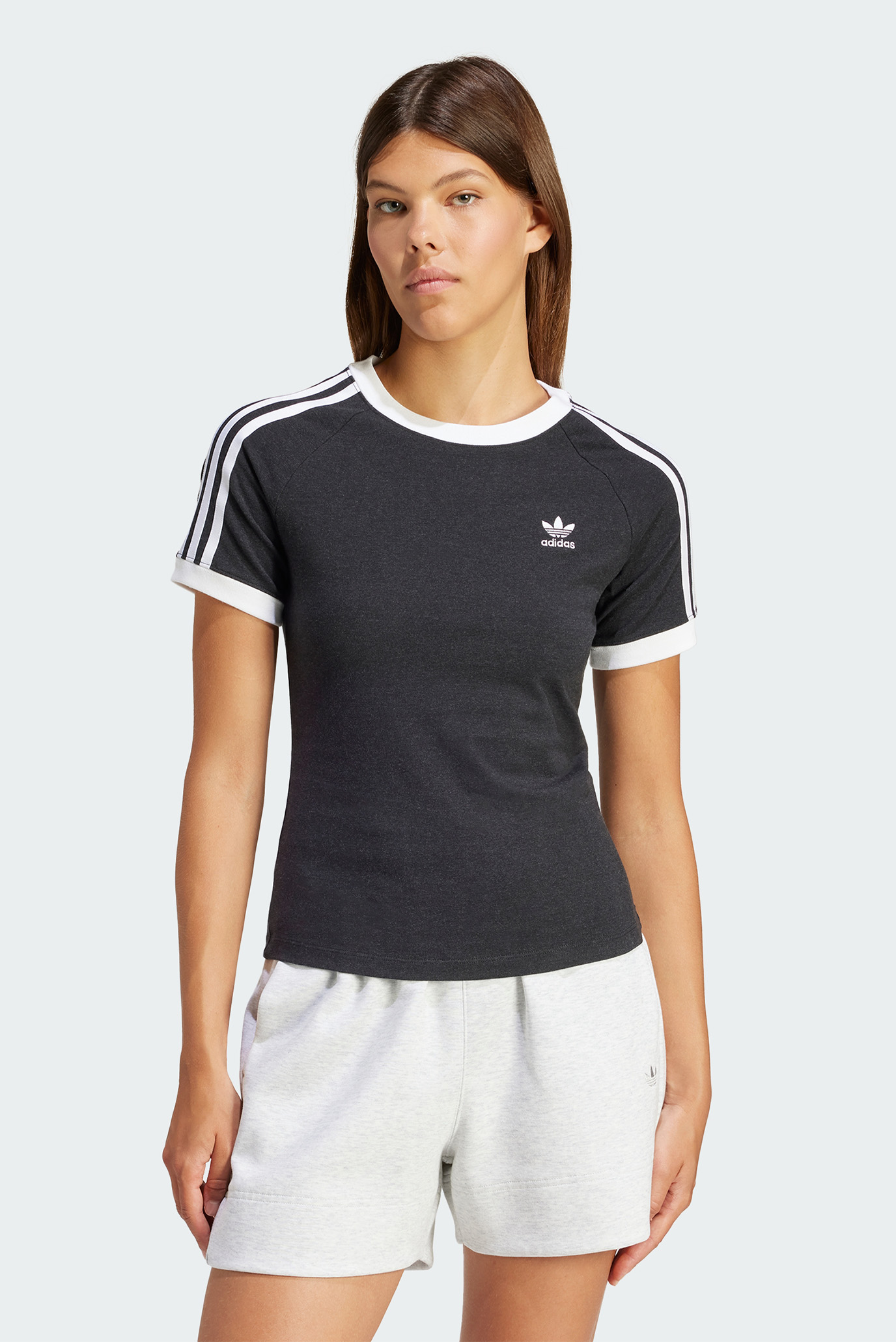 Жіноча чорна футболка 3-Stripes Slim Raglan 1