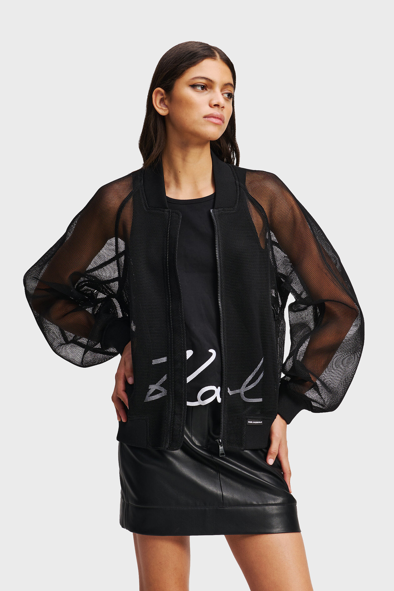 Женский черный бомбер MESH Черный L Karl Lagerfeld A2W14045 Женский черный бомбер MESH Черный L Karl Lagerfeld A2W14045
