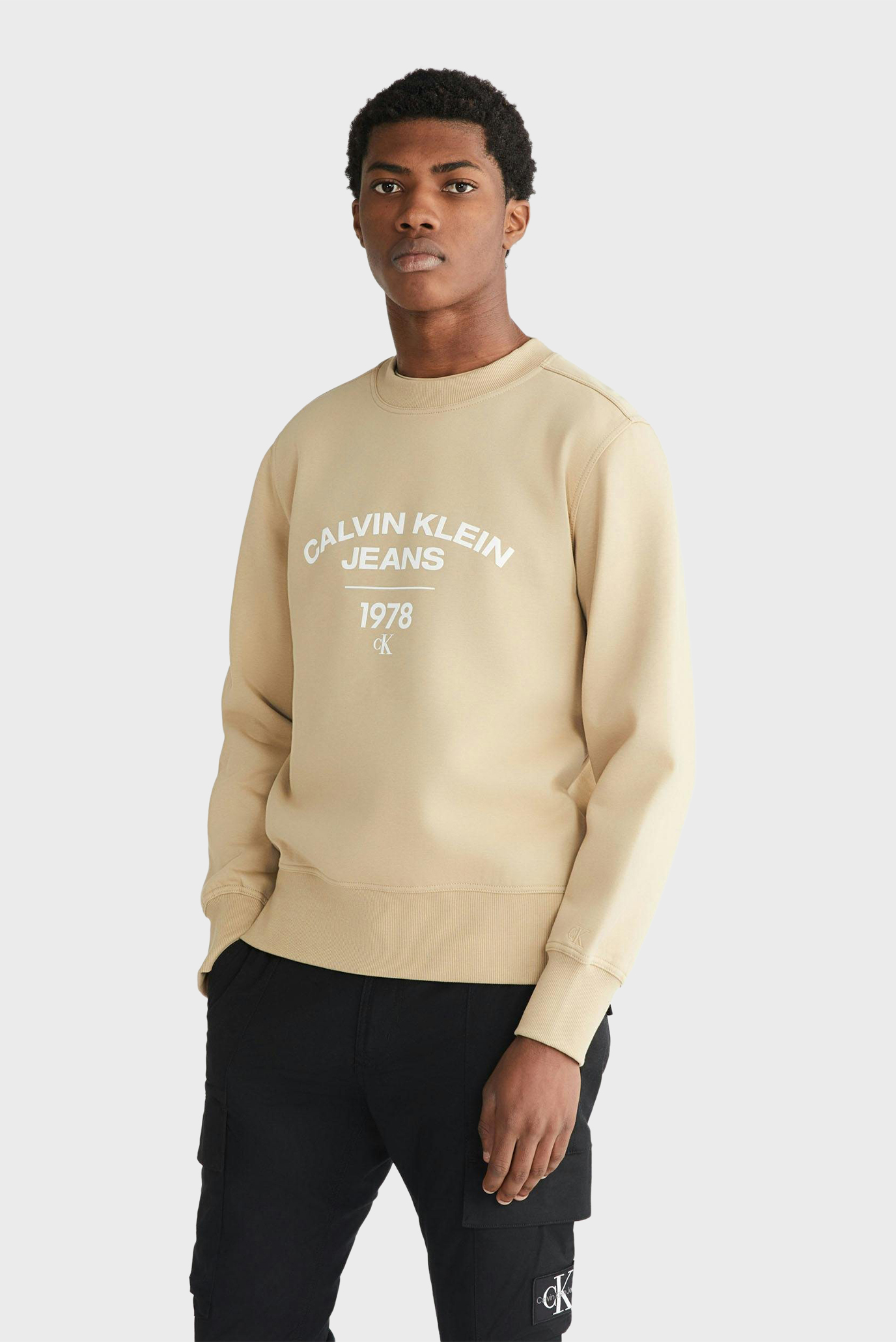 Мужской бежевый свитшот VARSITY CURVE CREW NECK 1