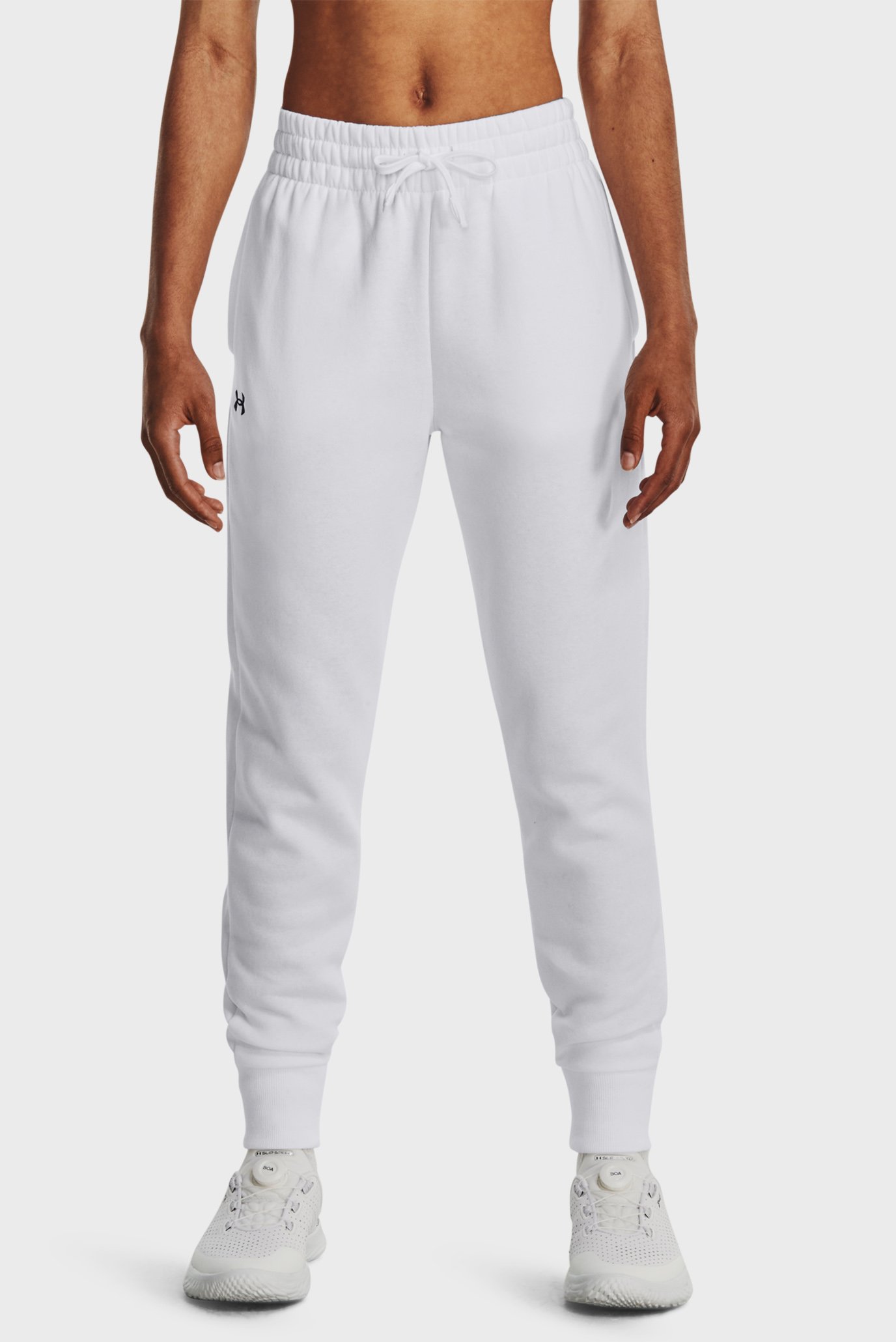 Женские белые спортивные брюки UA Rival Fleece Jogger 1