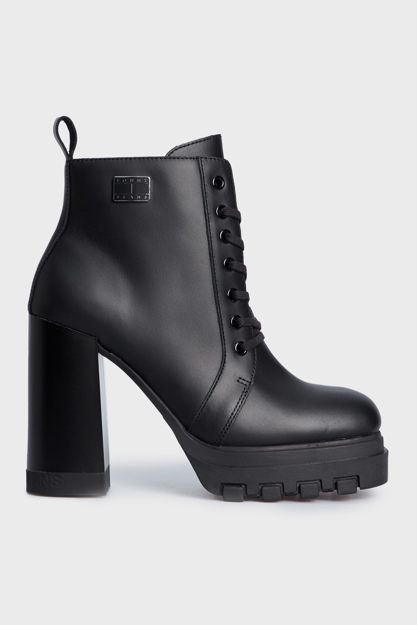 Жіночі чорні шкіряні ботильйони TJW HIGH HEEL LACE UP BOOT 1